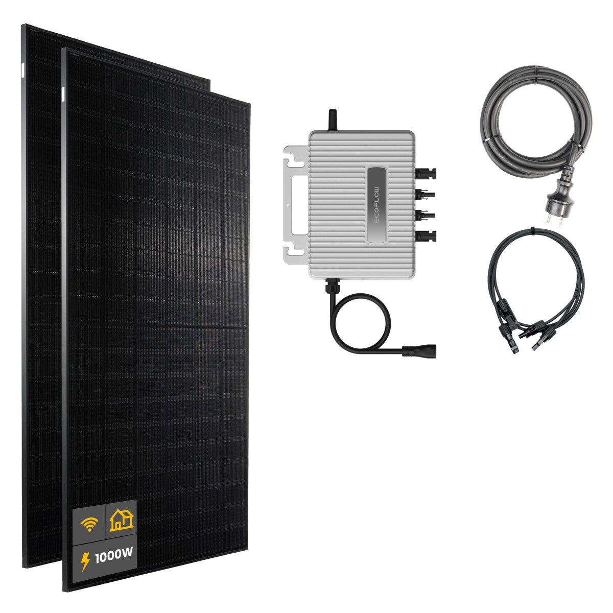 1000 W Balkonkraftwerk | Set mit EcoFlow STREAM 800 W Mikrowechselrichter und 2x 500 W DAH Solarmodul ohne Halterung ohne Speicher - 21-306880
