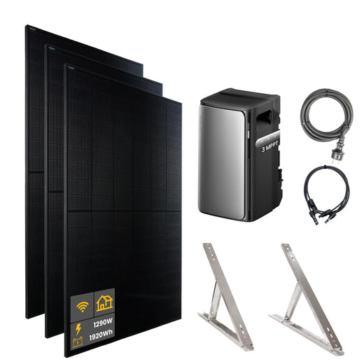 1290 W EcoFlow STREAM Pro Balkonkraftwerk | Set mit Mikrowechselrichter und 3x 430 W DAH bifacial Solarmodul mit Flachdach Halterung und 1,92 kWh Speicher