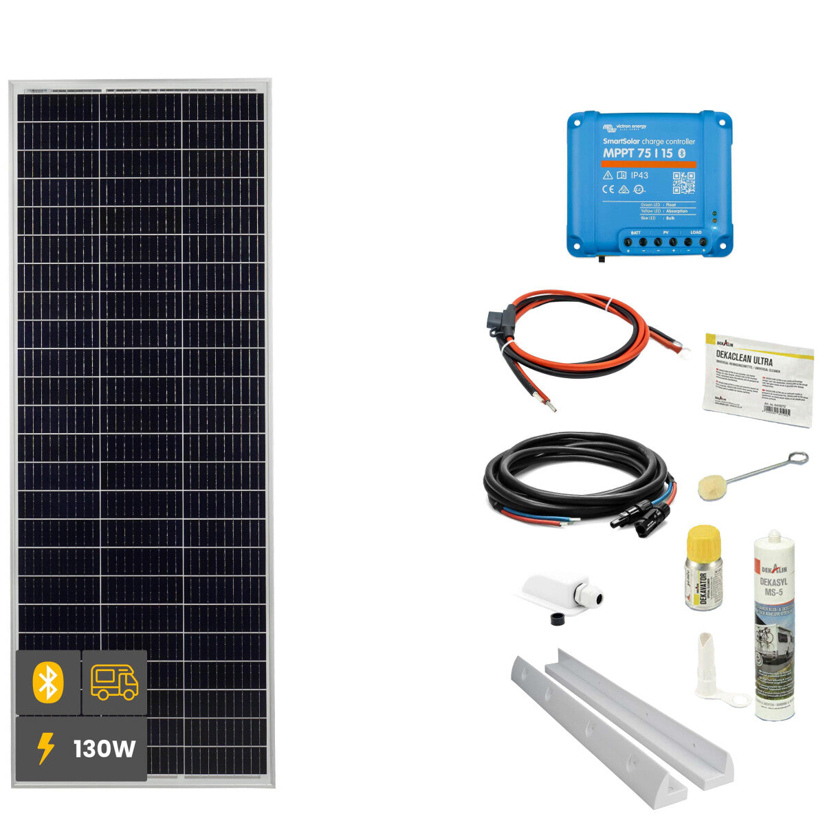 130 W SOLA Frame Mono Wohnmobil Komplettset weiß - 11-11002-02 Inkl. 0% MwSt. gemäß §12 Abs.3 UstG.