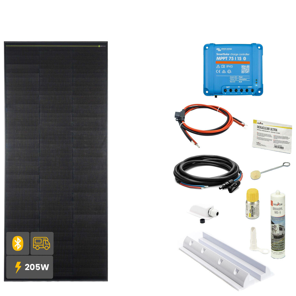 205 W SOLA Frame Black Wohnmobil Komplettset weiß - 11-12003-02 Inkl. 0% MwSt. gemäß §12 Abs.3 UstG.