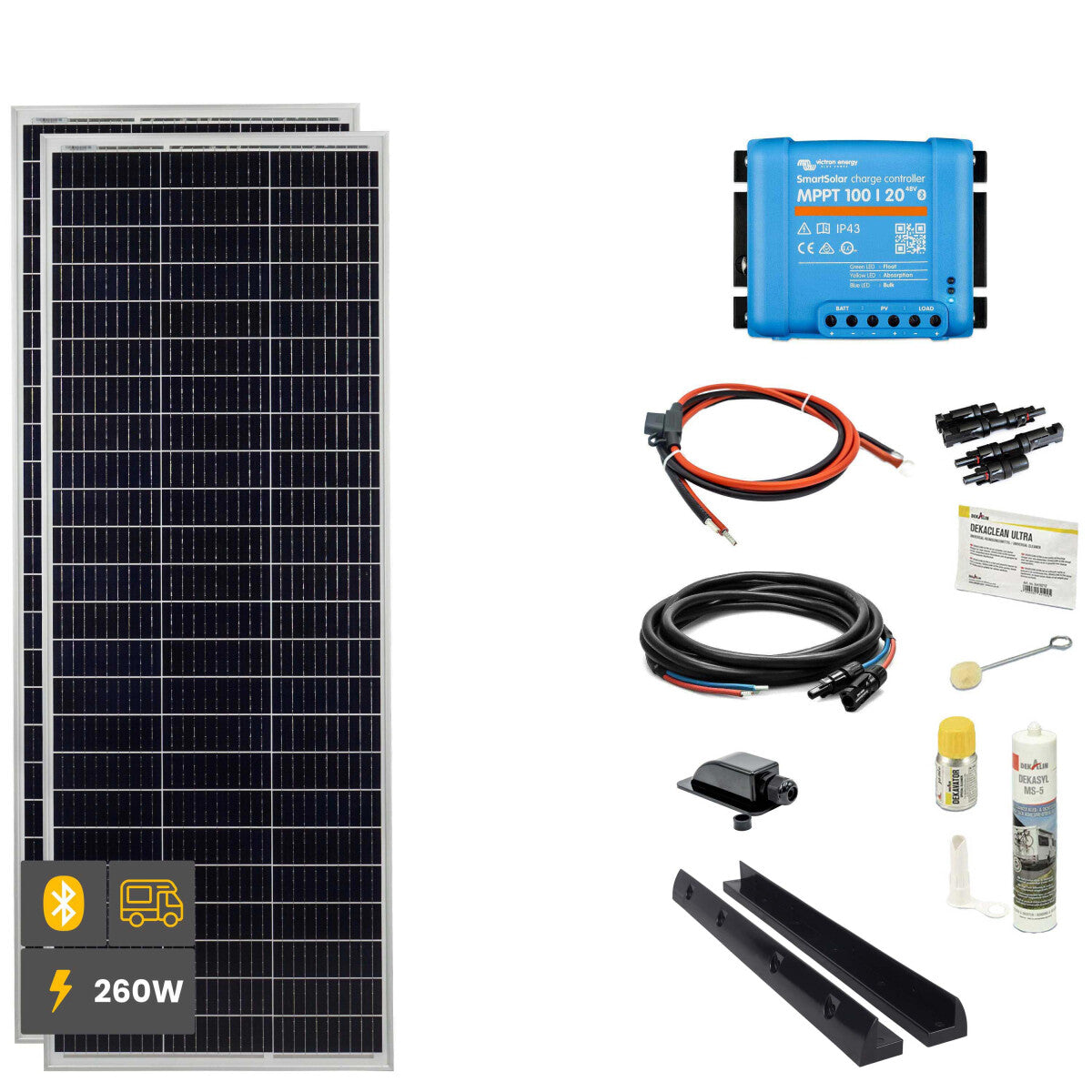 260 W SOLA Frame Mono HV Wohnmobil Komplettset schwarz