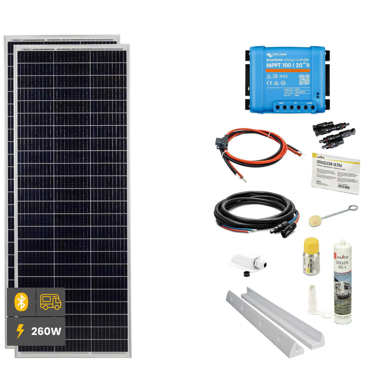 260 W SOLA Frame Mono HV Wohnmobil Komplettset weiß