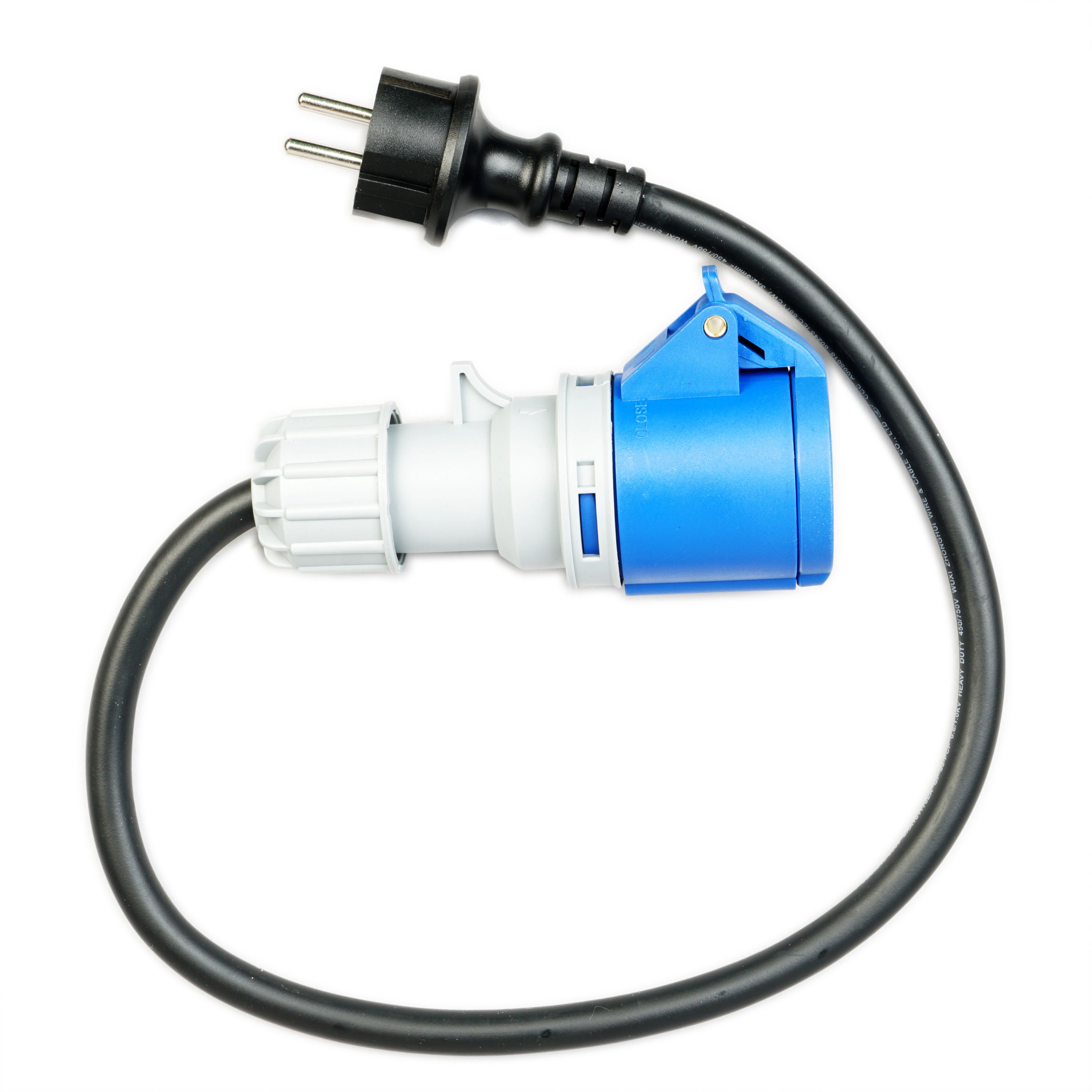 WATTSTUNDE® Adapter cable (3x) 2.5mm² CEE female/Schuko male 50cm black