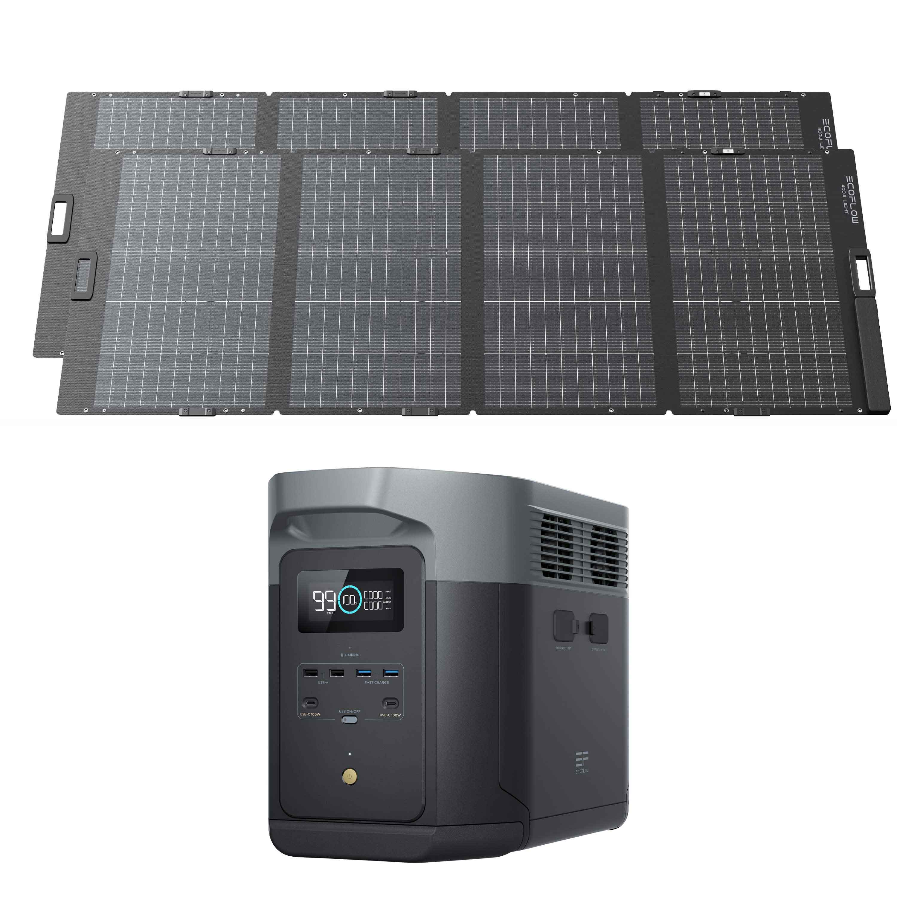 EcoFlow DELTA 2 Max (2048 Wh) power station bundle with 2x EcoFlow solar panel 400 W (800 W) - 305-21621-13