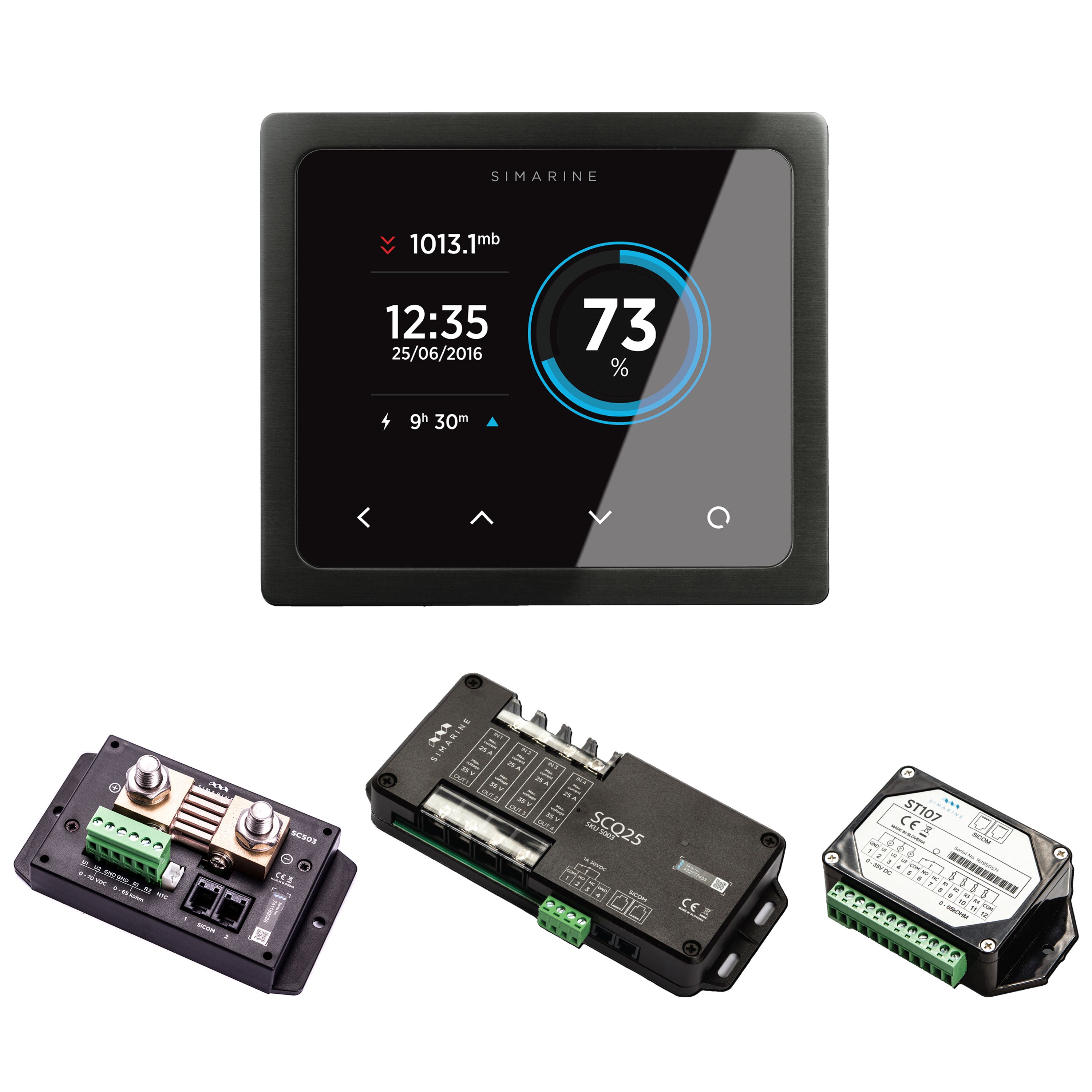 Simarine PICO Blue Set Rev2 - Batteriemonitor, Tankelektrode und 2 x Shunt Schwarz-mit Einbaurahmen