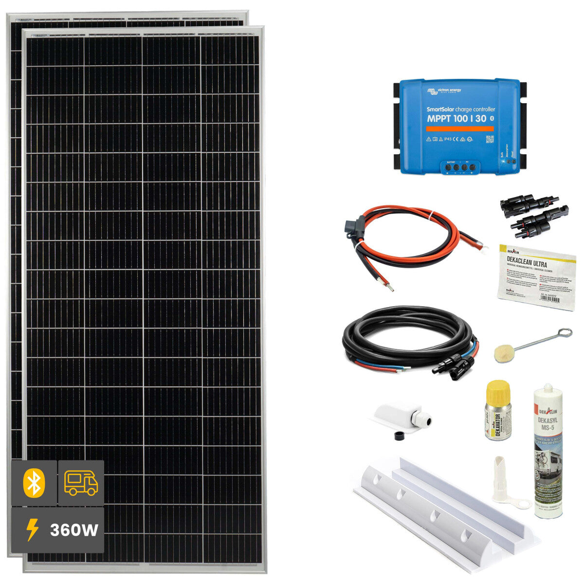 360 W SOLA Frame Mono HV Wohnmobil Komplettset weiß - 11-11006-02