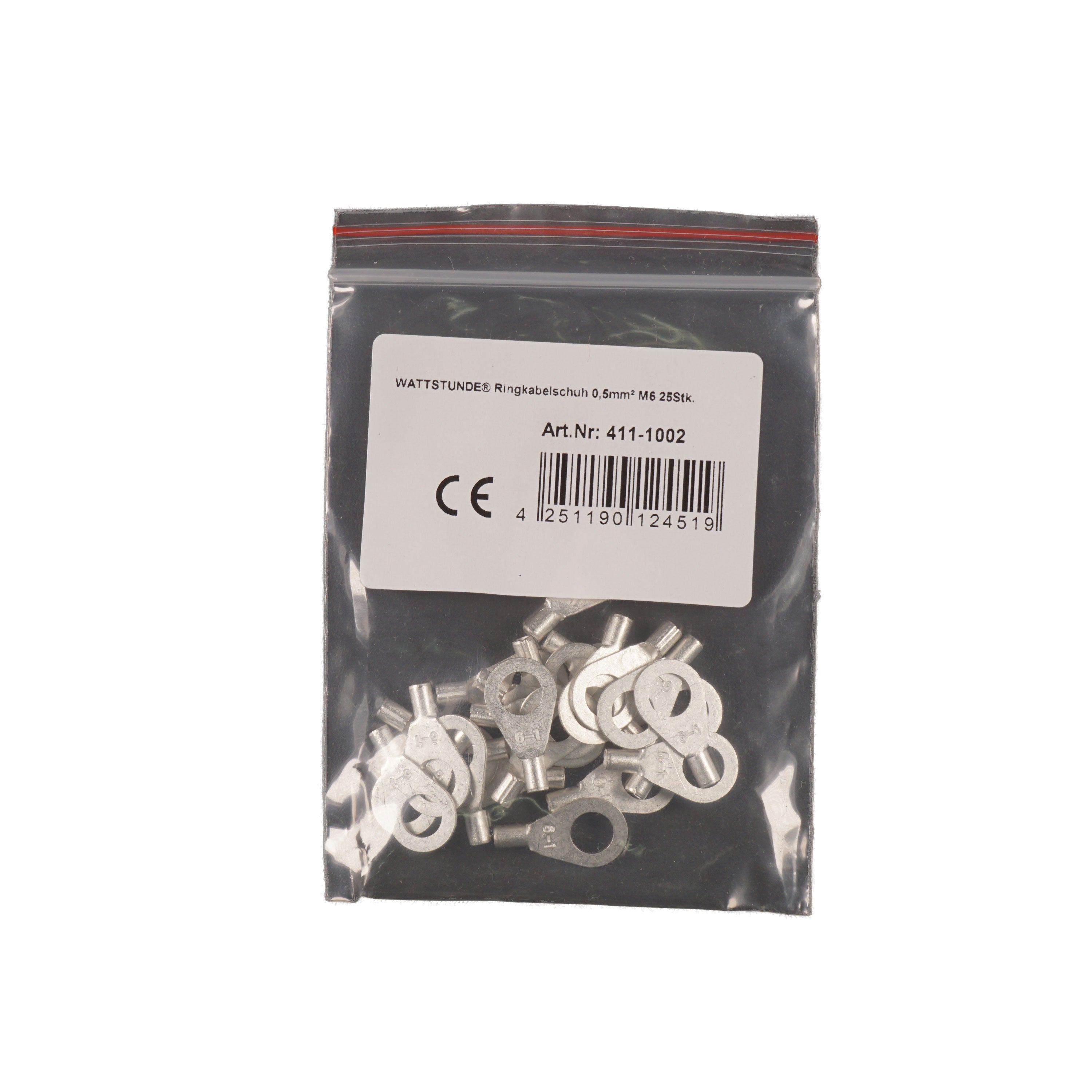 WATTSTUNDE® Ringkabelschuh 0,5 mm² M6 25 Stk.