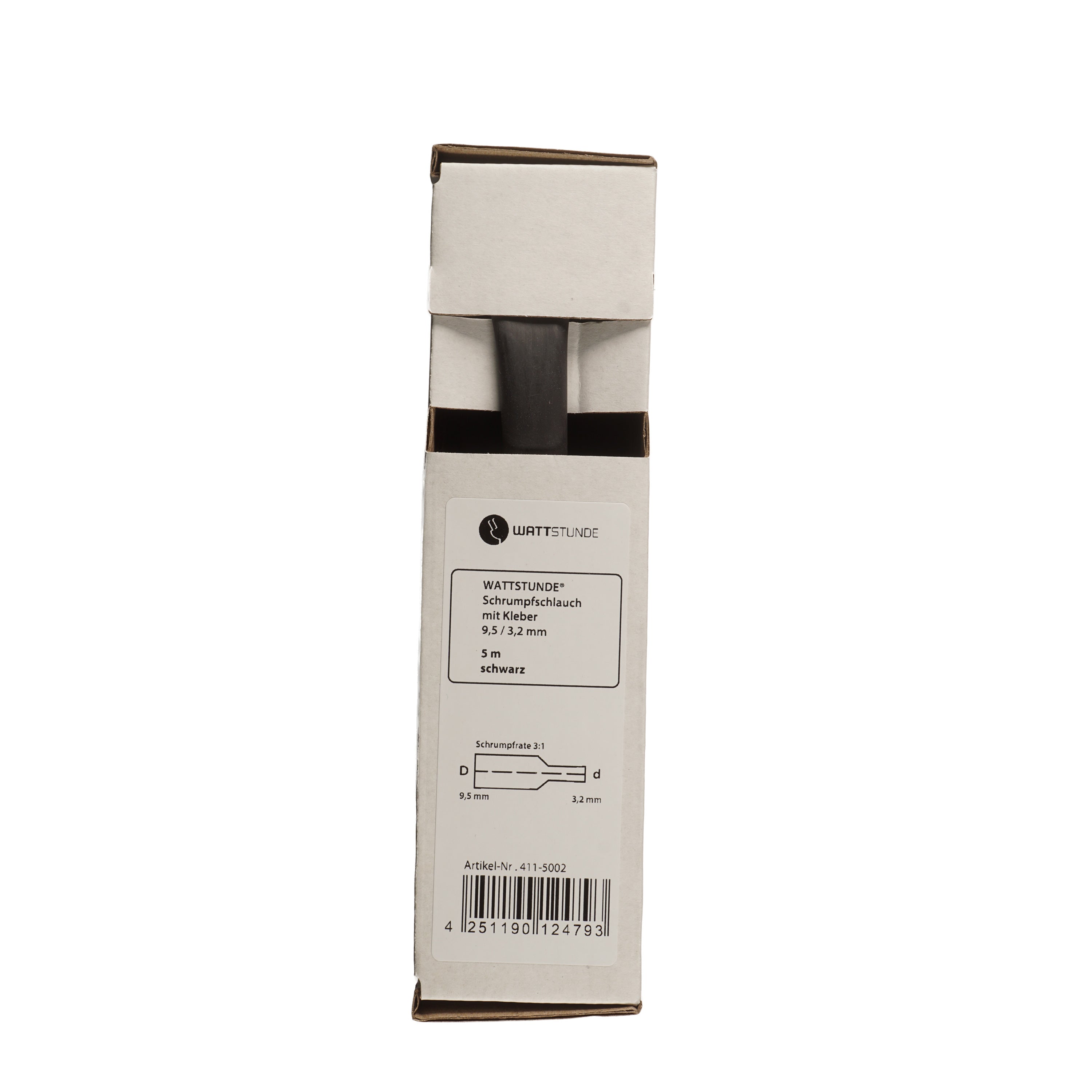 WATTSTUNDE® Heat Shrink Tubing with Adhesive 9.5/3.2 mm 5 m Black