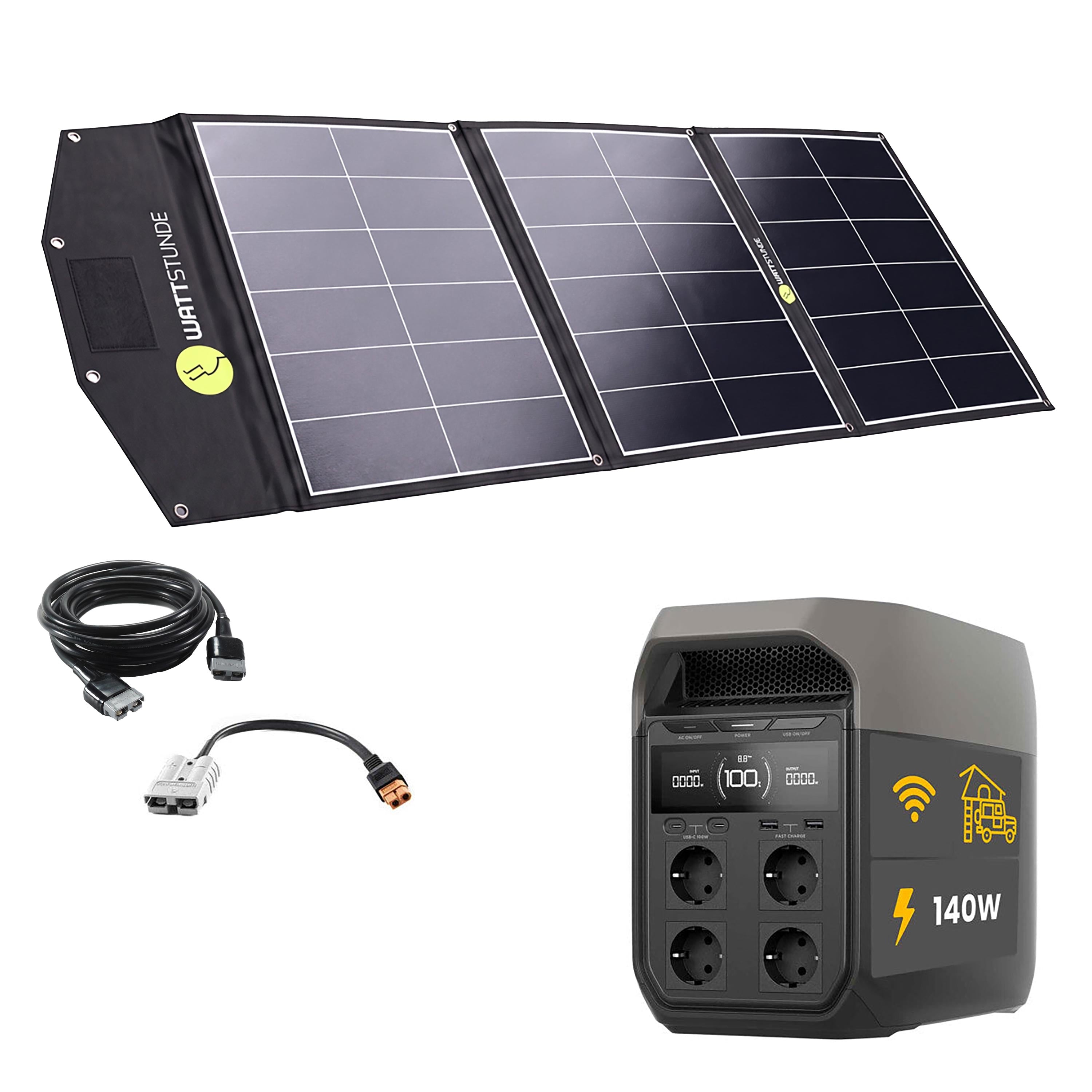 EcoFlow DELTA 3 Powerstation Bundle with WATTSTUNDE SOLA Ease 140W SunFolder Solar Bag