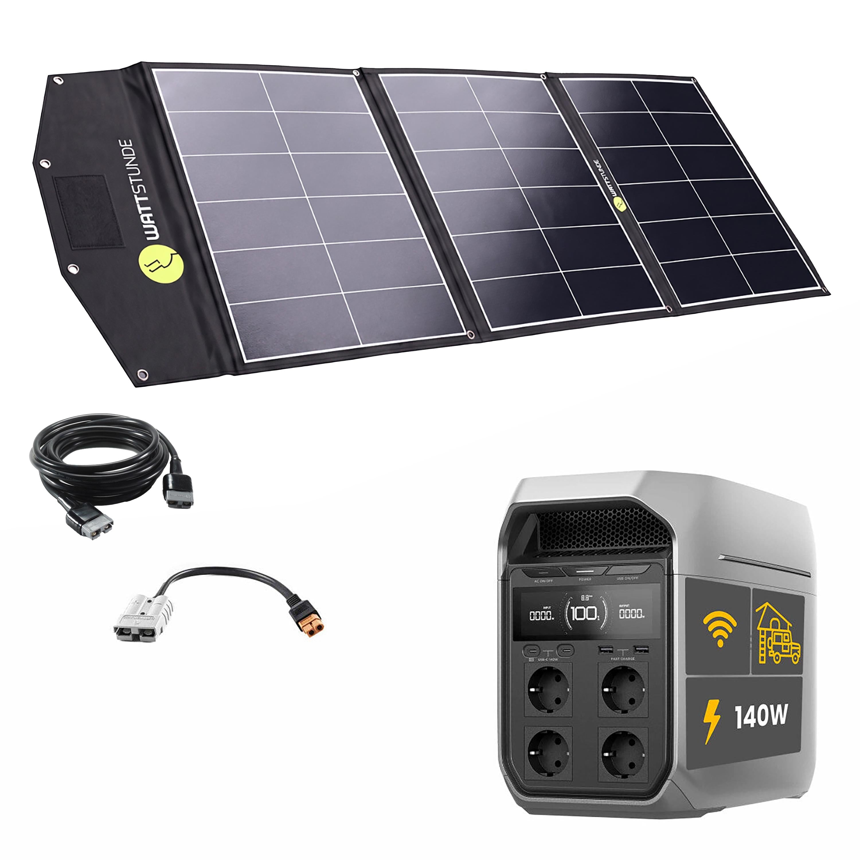 EcoFlow DELTA 3 Plus Powerstation Bundle with WATTSTUNDE SOLA Ease 140W SunFolder Solar Bag