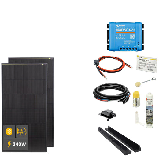 240W SOLA Frame Black Motorhome Complete Set Black