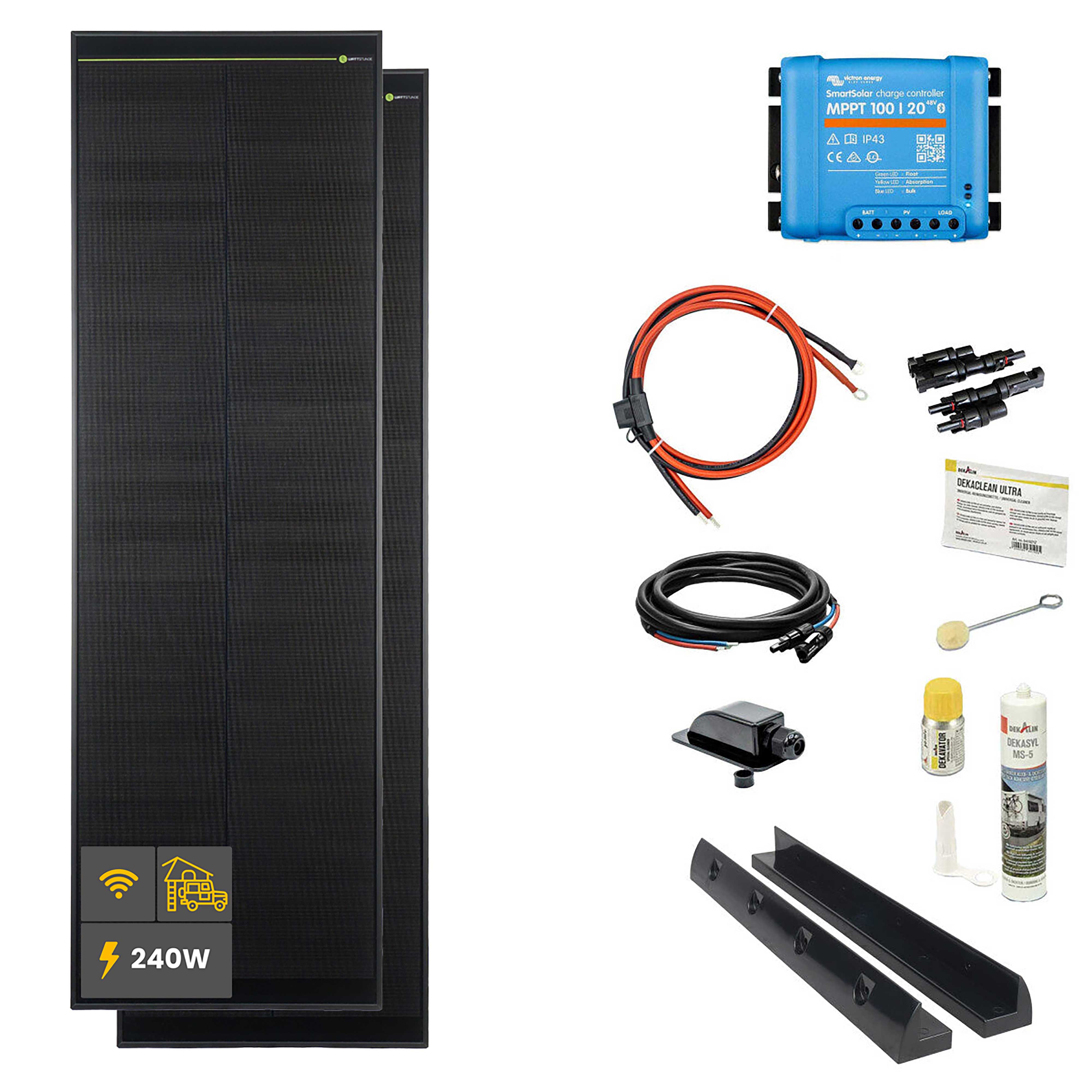 240 W HV SOLA Frame Black Wohnmobil Komplettset Schwarz