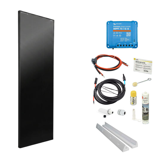WATTSTUNDE® SOLA Frame Shadow 150 W Solarmodul-Komplettset in Weiß mit Laderegler