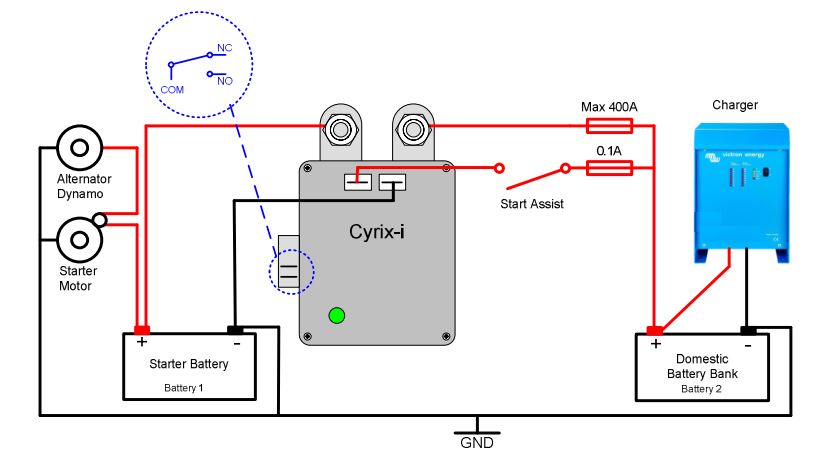 Victron Cyrix-i 12/24V 400 A battery coupler isolating relay battery protection