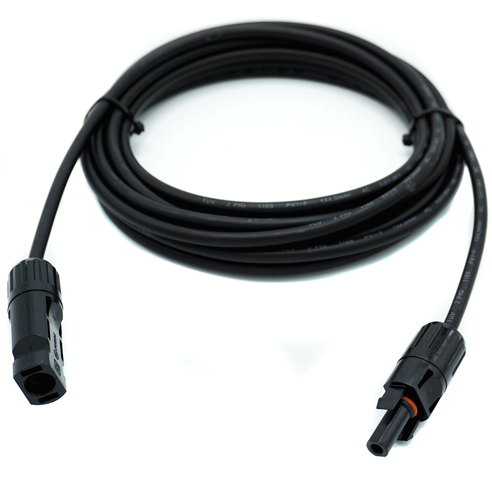 WATTSTUNDE® Solarverlängerungskabel 2x6mm² Typ-MC4/Typ-MC4 1m schwarz