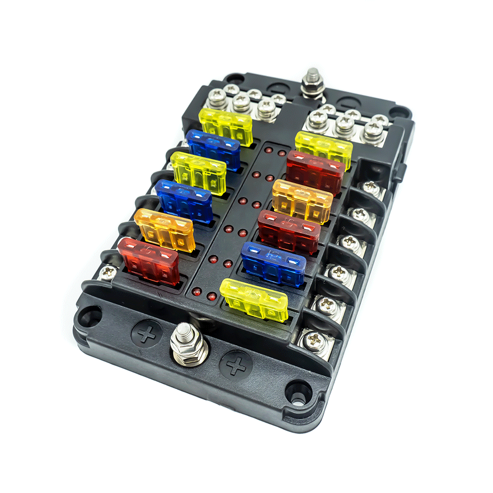 WATTSTUNDE® Plus Distributor 12 mit je 4x 5A, 10A, 15A, 20A Flachsicherungen
