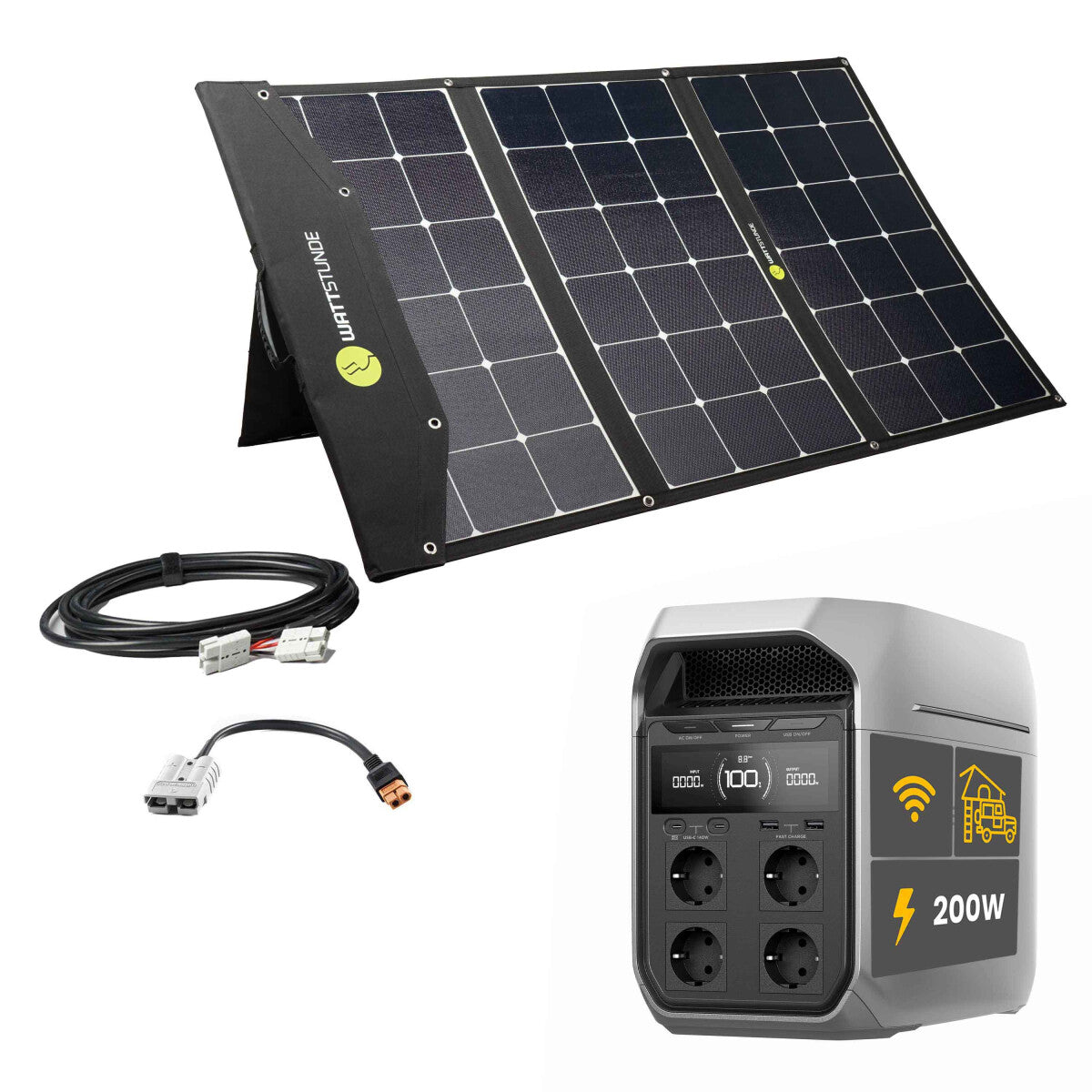 EcoFlow DELTA 3 Plus Powerstation Bundle with WATTSTUNDE SOLA Ease 200W-HV SunFolder Solar Bag - 305-21604-04