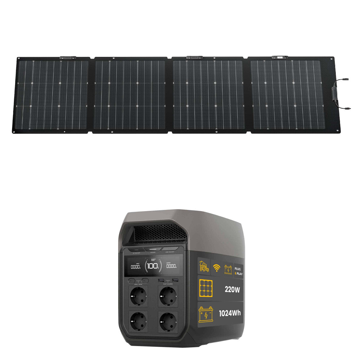 EcoFlow DELTA 3 Powerstation Bundle with EcoFlow solar panel DELTA 3 -220 W - 305-21622-01