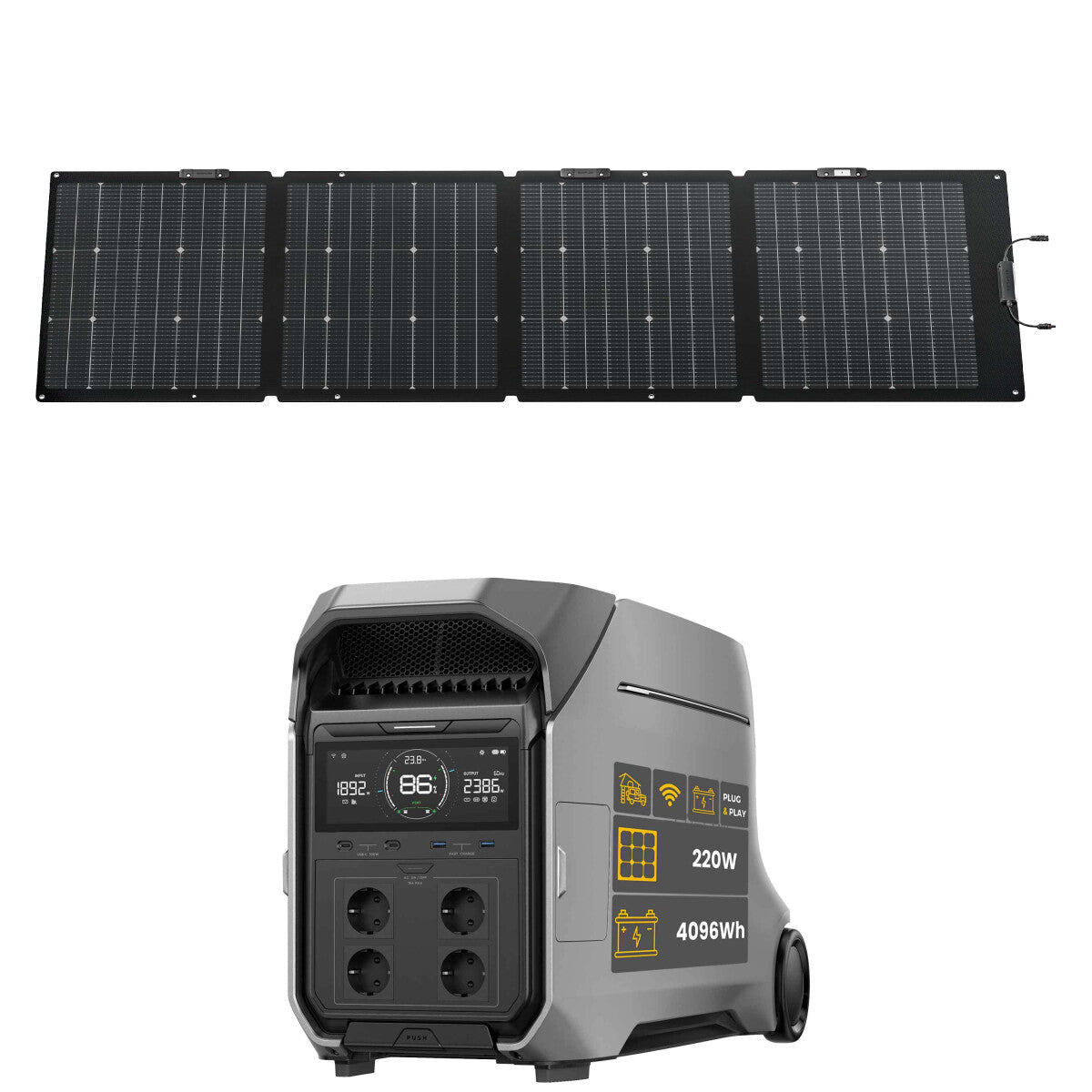 EcoFlow DELTA 3 Powerstation Bundle with EcoFlow solar panel DELTA 3 Pro-220 W - 305-21622-07