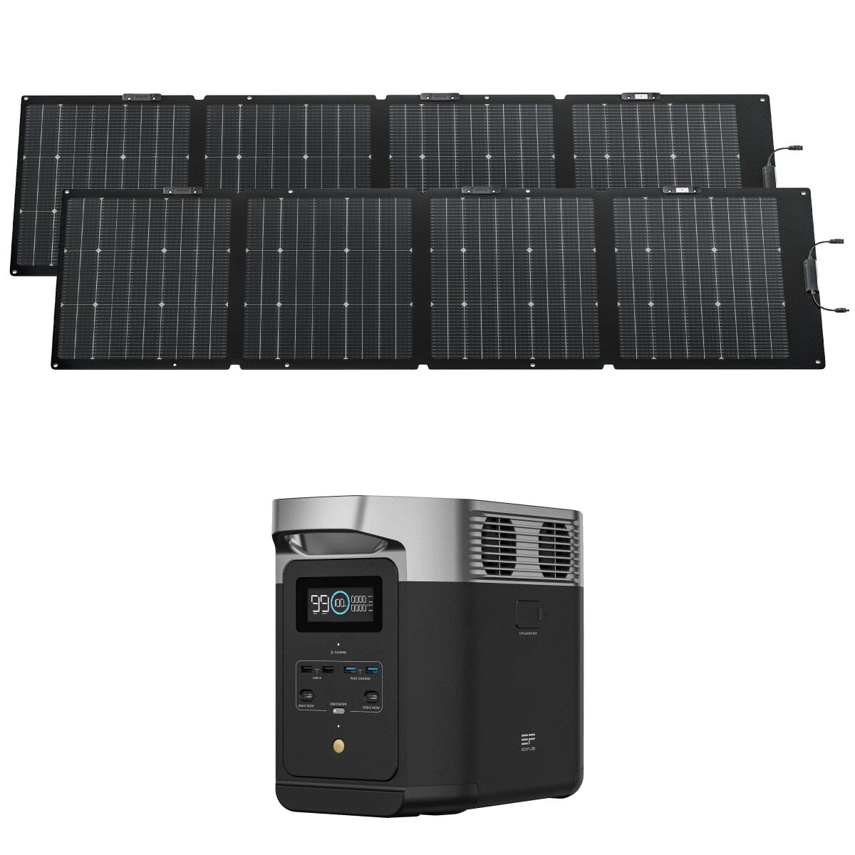 EcoFlow DELTA 2 (1024 Wh) Powerstation Bundle mit 2x EcoFlow Solarpanel 220 W (440 W) - 305-21621-02
