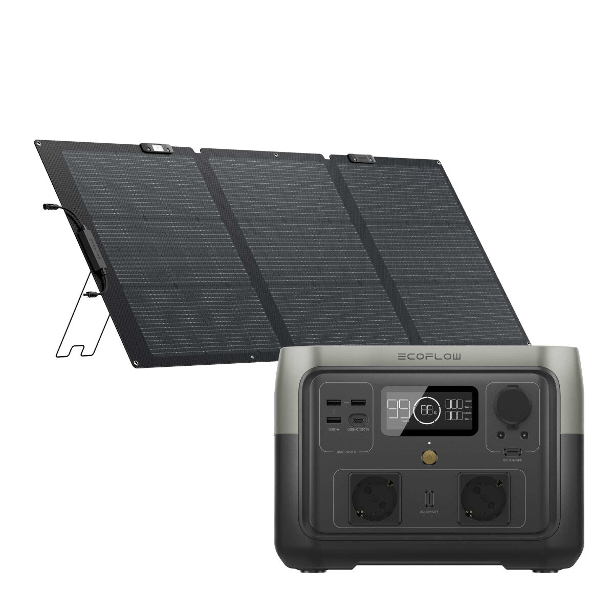 EcoFlow River 2 Max Powerstation Bundle mit EcoFlow Solarpanel 160 W - 305-20621-03 Inkl. 0% MwSt. gemäß §12 Abs.3 UstG.