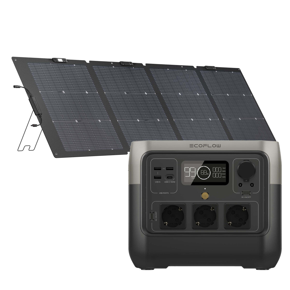 EcoFlow River 2 Pro Powerstation Bundle mit EcoFlow Solarpanel 220 W - 305-20621-06 Inkl. 0% MwSt. gemäß §12 Abs.3 UstG.