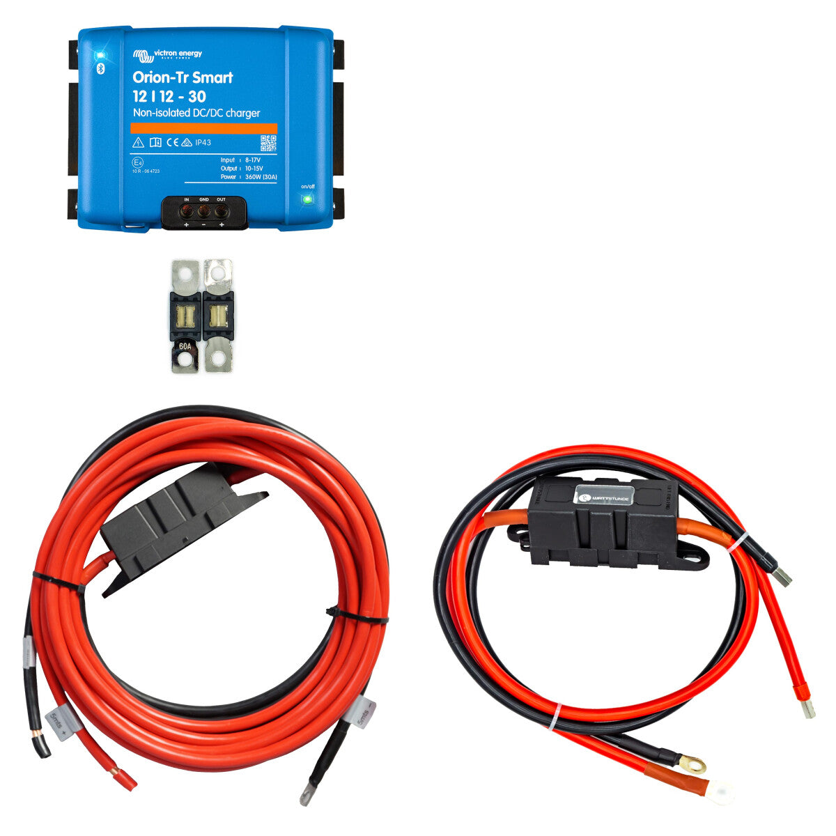 Charging booster set with Victron Orion-Tr Smart 12/12-30 non-insulated and connection cable for starter and board battery 5 m - 302-16542-01