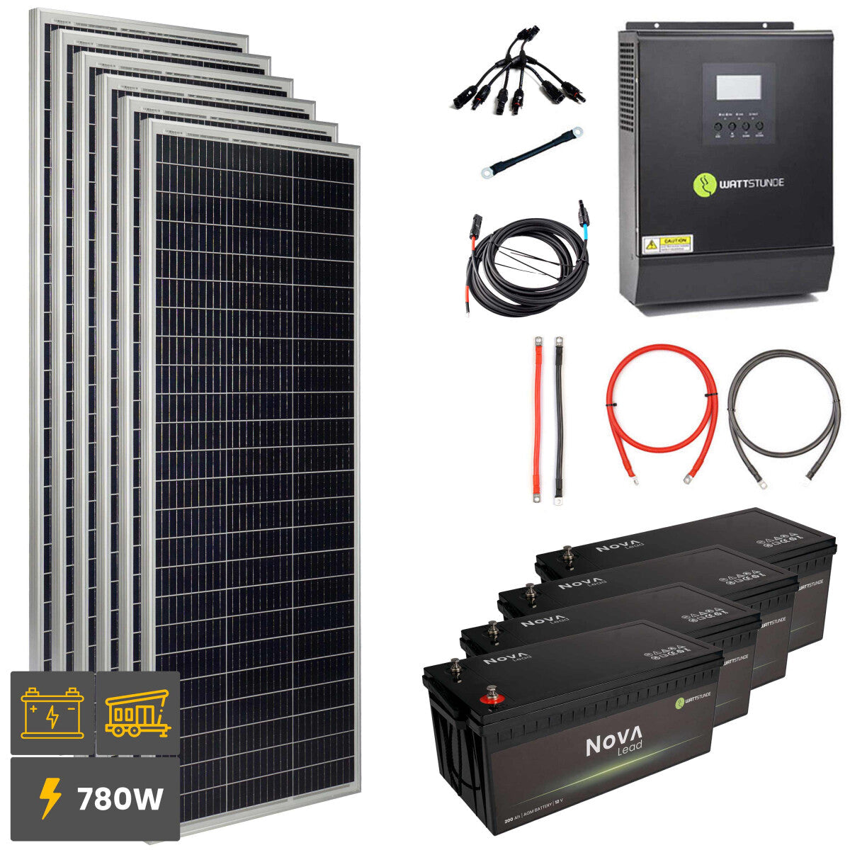 ProAutark 780Wp/3000AC Solar-Komplettpaket 24 V Inselsystem - 11-6021 Inkl. 0% MwSt. gemäß §12 Abs.3 UstG.