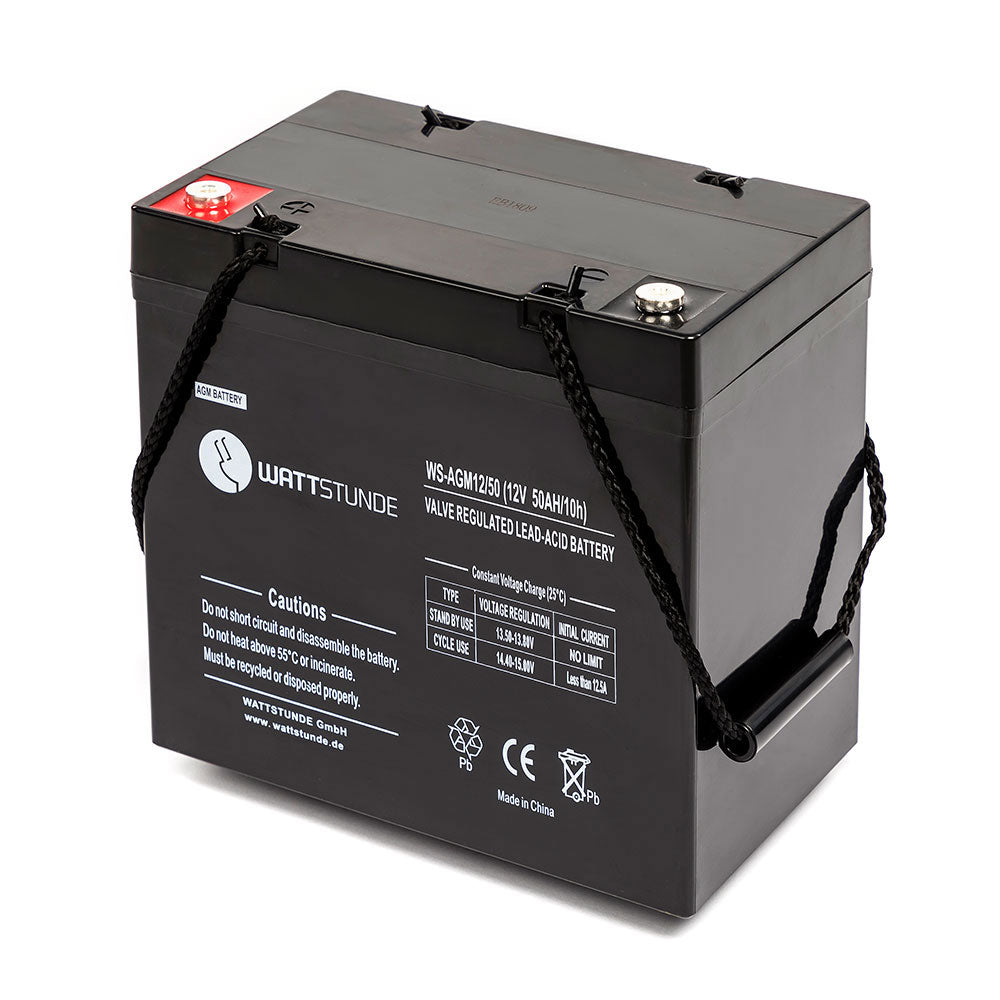 WATTSTUNDE® 50 Ah Akku AGM12-50 12V VRLA AGM Batterie C20