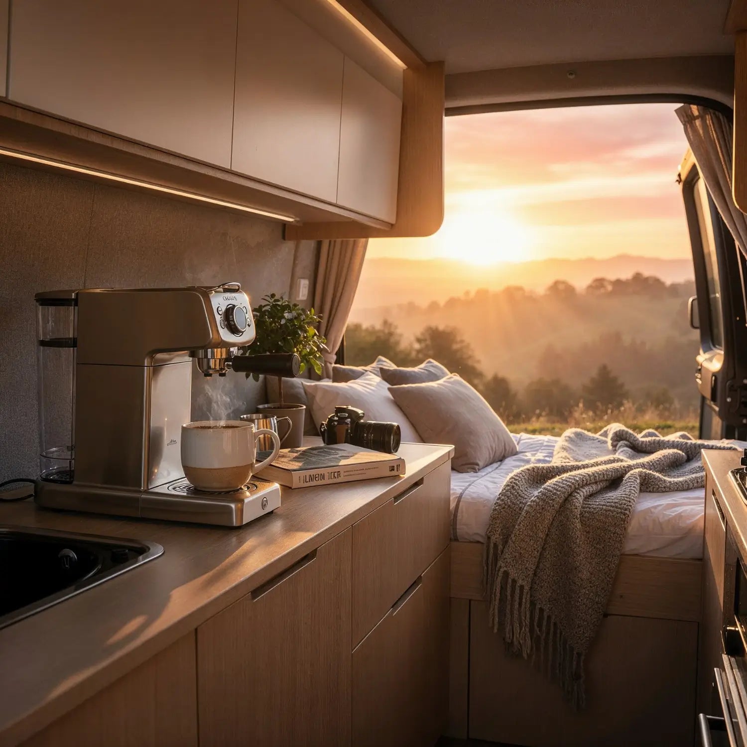 Unterwegs die Kaffeemaschine mit dem Wechselrichter betreiben