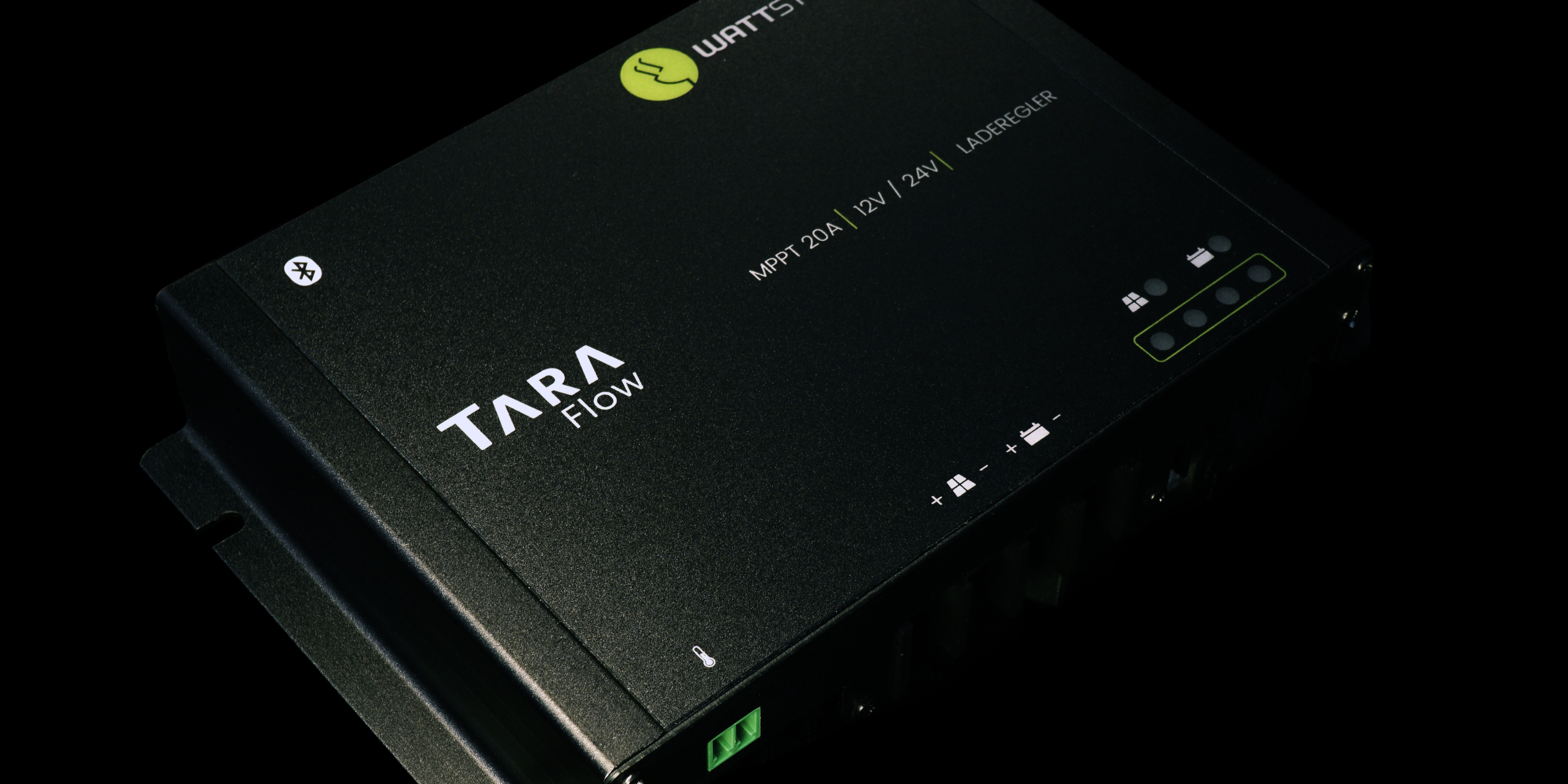 Der neue Laderegler der WATTSTUNDE: TARA Flow im Close Up.