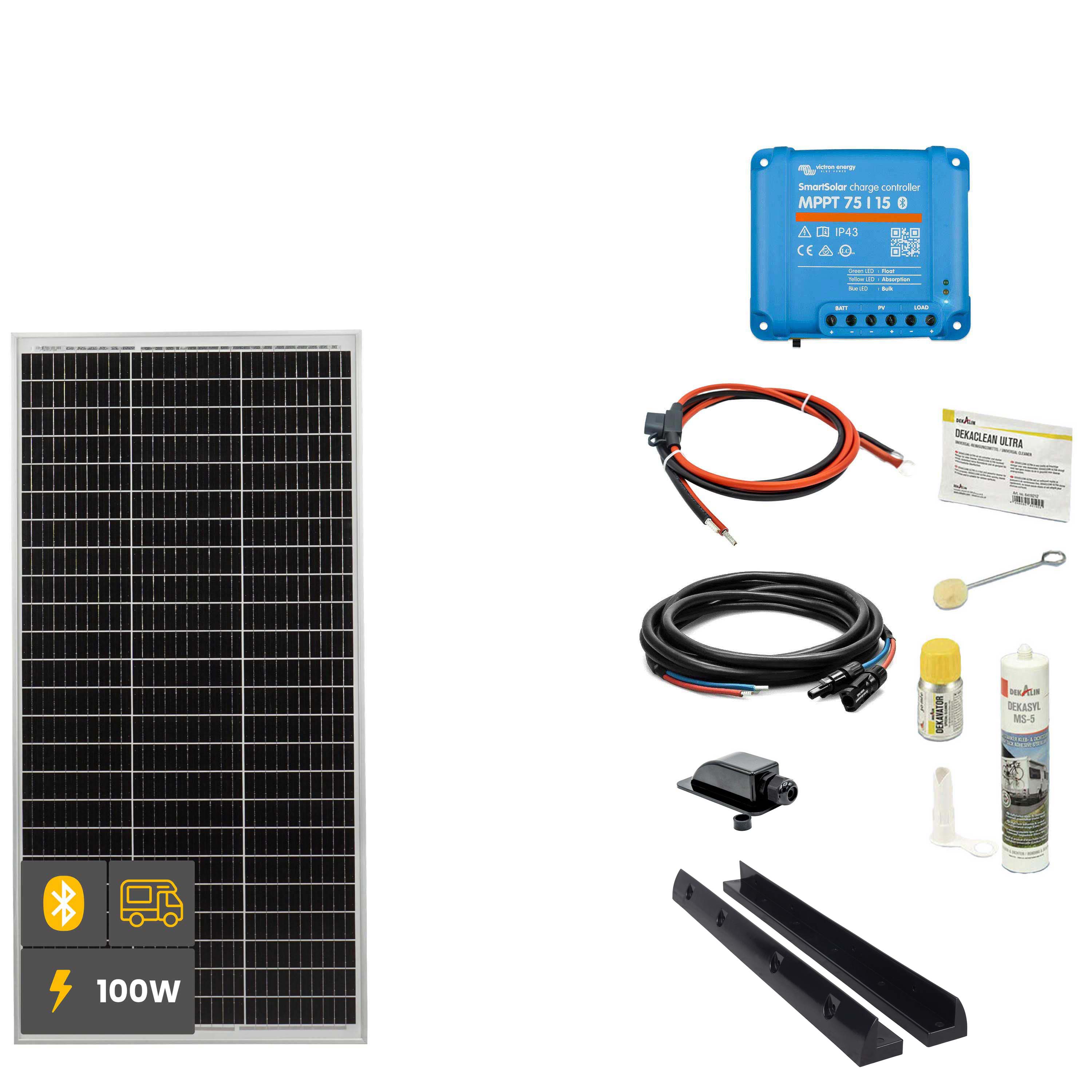 100 W SOLA Frame Mono Wohnmobil Komplettset schwarz - 11-11001-01 Inkl. 0% MwSt. gemäß §12 Abs.3 UstG.