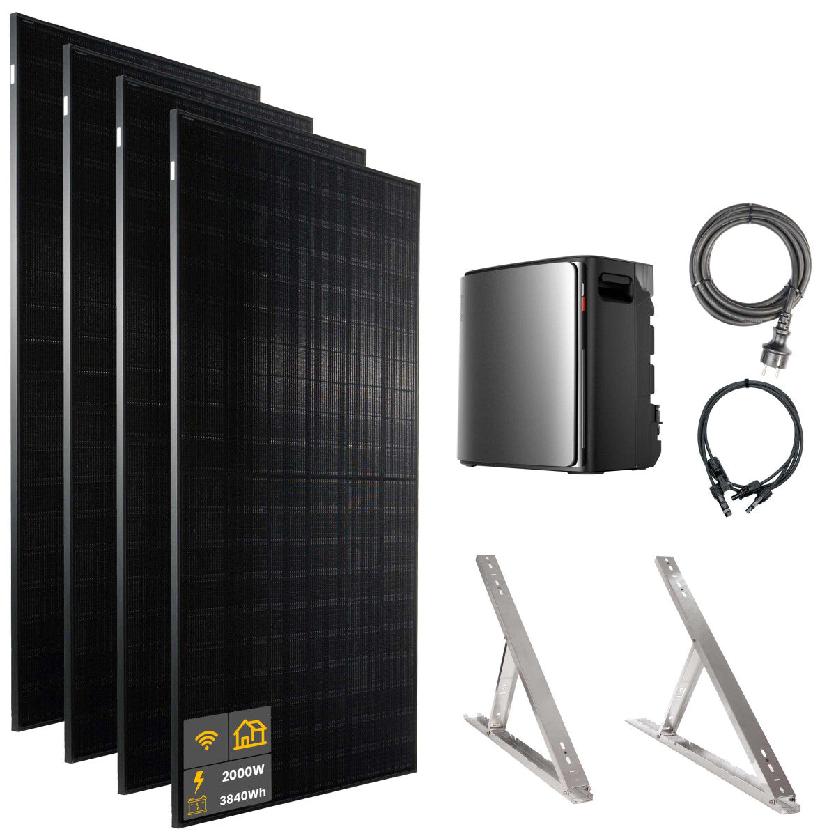 2000 W EcoFlow STREAM Ultra X Balkonkraftwerk | Set mit Mikrowechselrichter und 4x 500 W DAH bifacial Solarmodul mit Flachdach Halterung und 3,84 kWh Speicher - 21-306912 Inkl. 0% MwSt. gemäß §12 Abs.3 UstG.