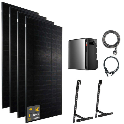 2000 W EcoFlow STREAM Ultra X Balcony Power Plant | Set with microinverter and 4x 500 W DAH bifacial solar modules with balcony grid mounting and 3.84 kWh storage