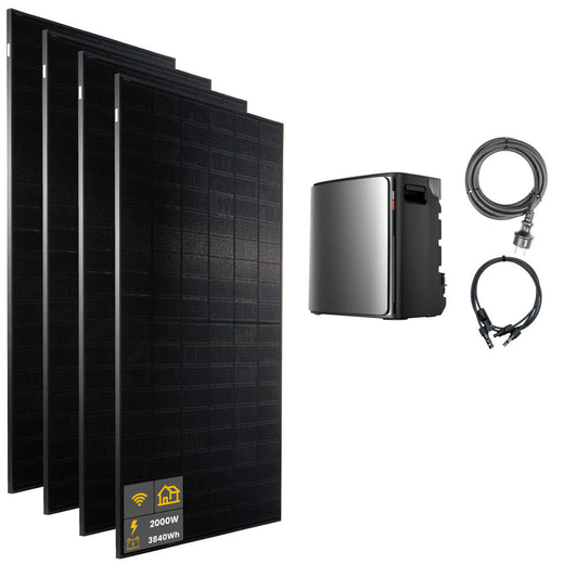 2000 W EcoFlow STREAM Ultra X Balcony Power Plant | Set with microinverter and 4x 500 W DAH bifacial solar modules without mounting brackets and 3.84 kWh storage
