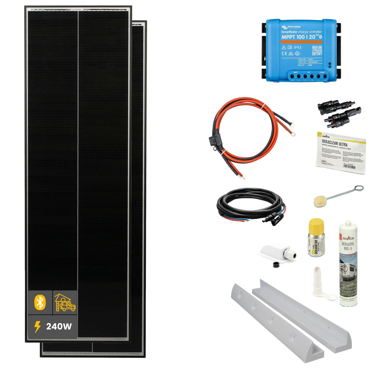 240 W SOLA Frame Black Wohnmobil Komplettset Weiß - 11-12009-02