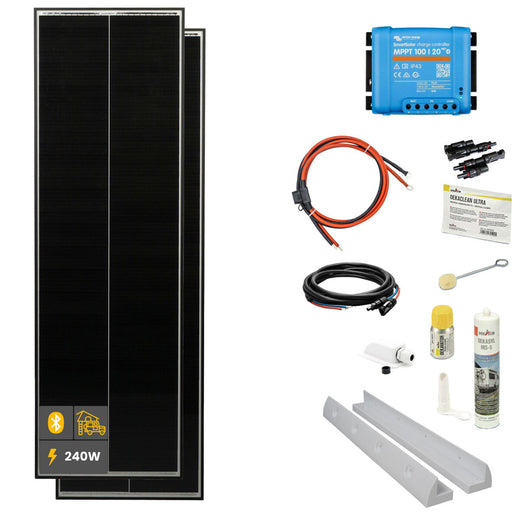 240W HV SOLA Frame Black Motorhome Complete Set White