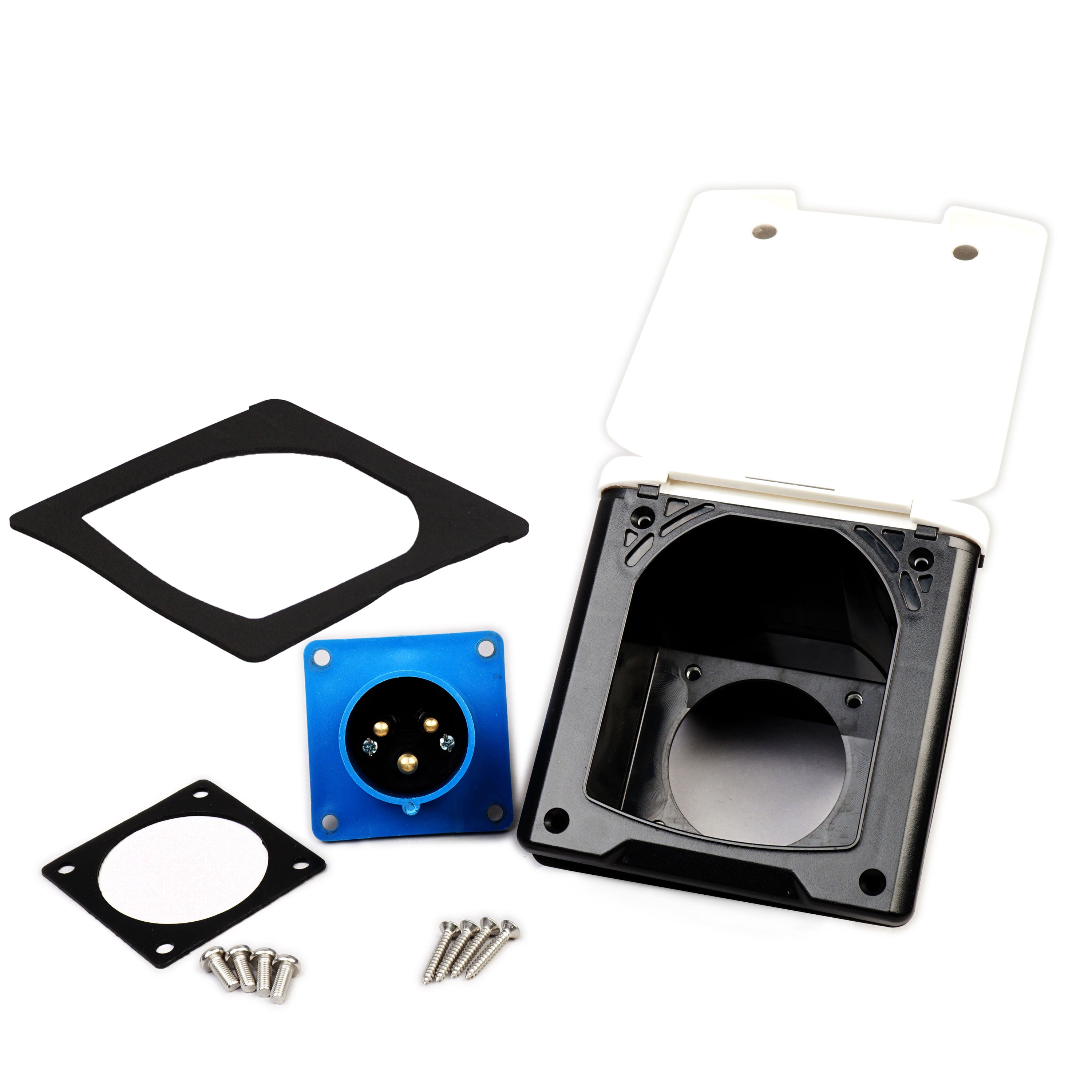 WATTSTUNDE® CEE-Einbausteckdose Weiß mit Magnetklappe, 16A