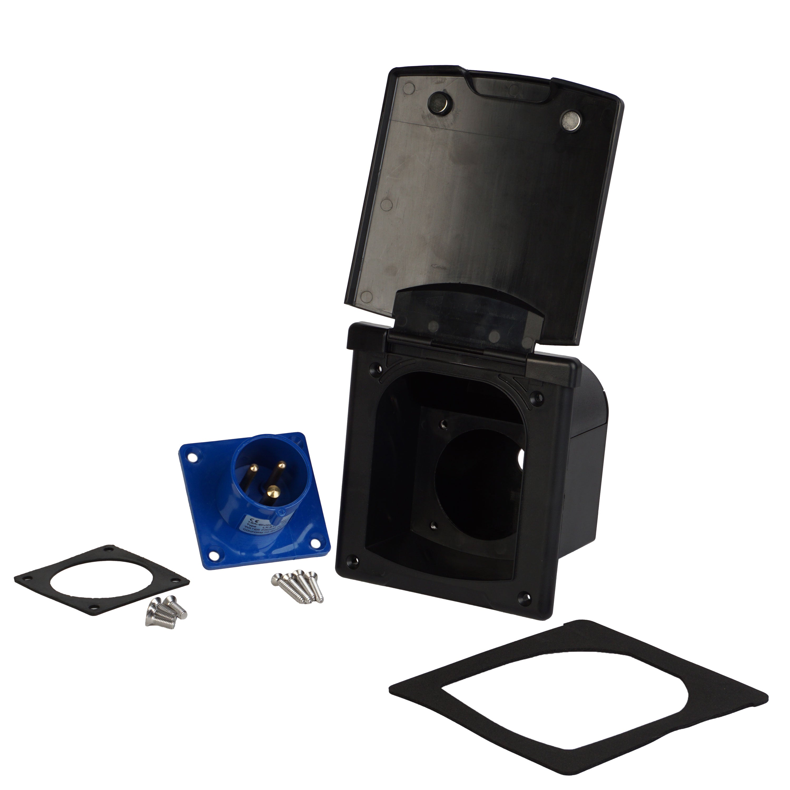 WATTSTUNDE® CEE-Einbausteckdose schwarz mit Magnetklappe, 16A