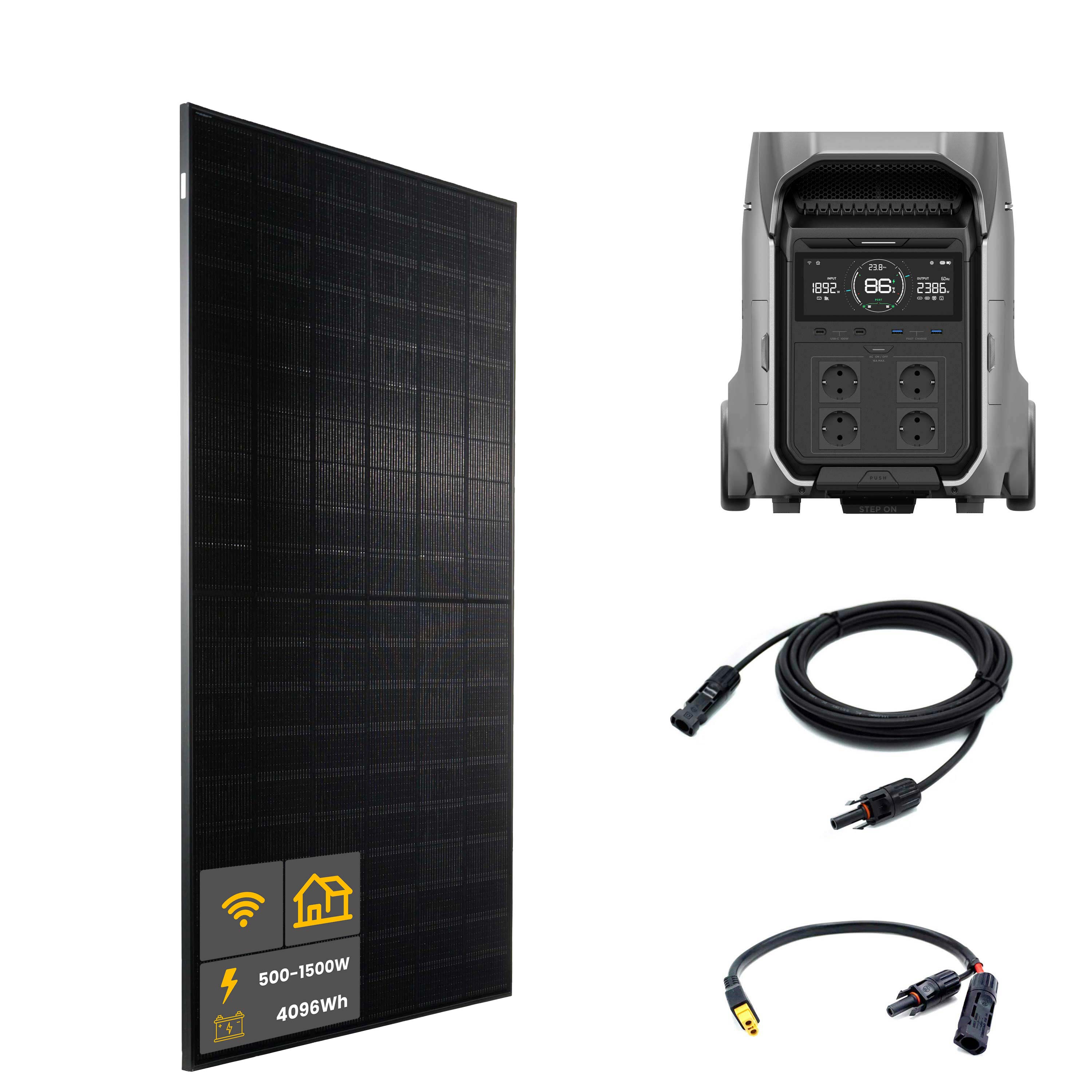 EcoFlow DELTA PRO 3 power station complete set with 500 W DAH Solar bifacial solar modules