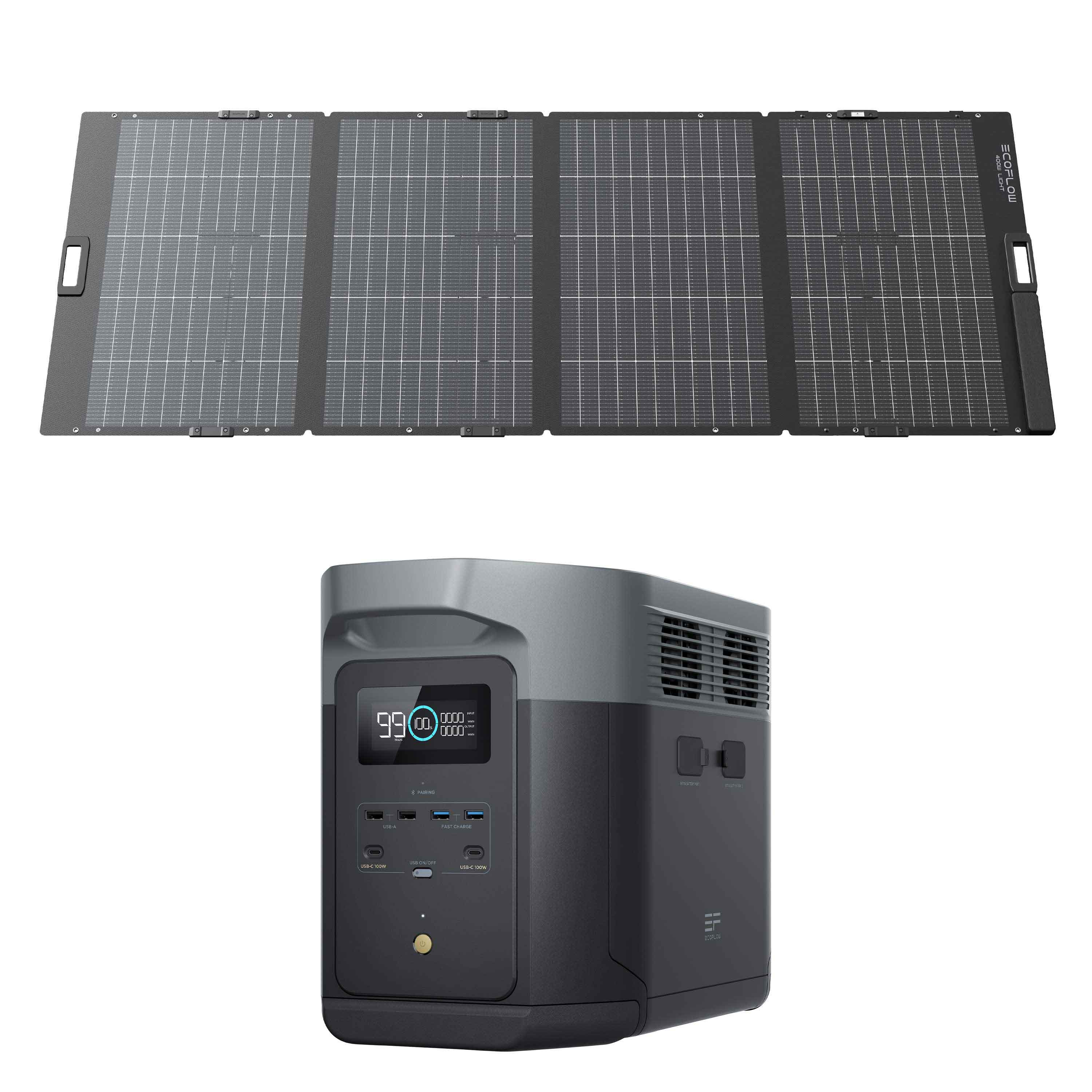 EcoFlow DELTA 2 Max (2048 Wh) Powerstation Bundle mit EcoFlow Solarpanel 400 W - 305-21621-11