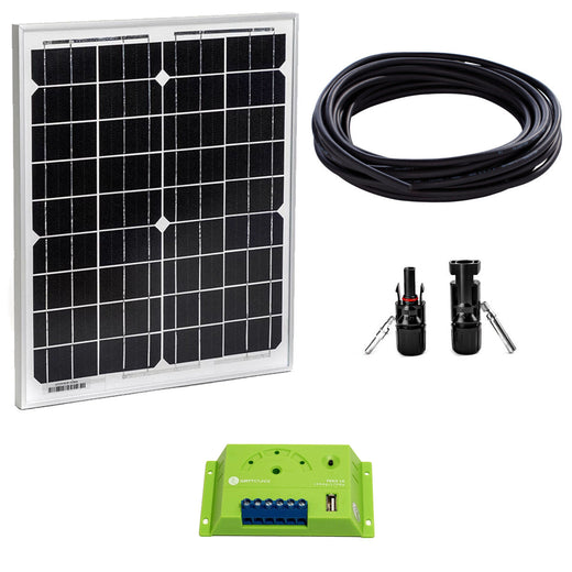 30W Solar Inselanlage Bausatz WATTSTUNDE® 10A Solar Laderegler PEKO10