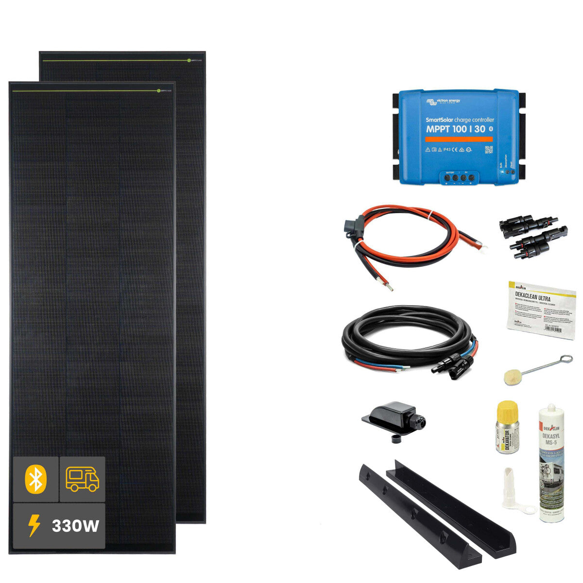 330 W SOLA Frame Black Wohnmobil Komplettset schwarz - 11-12006-01 Inkl. 0% MwSt. gemäß §12 Abs.3 UstG.