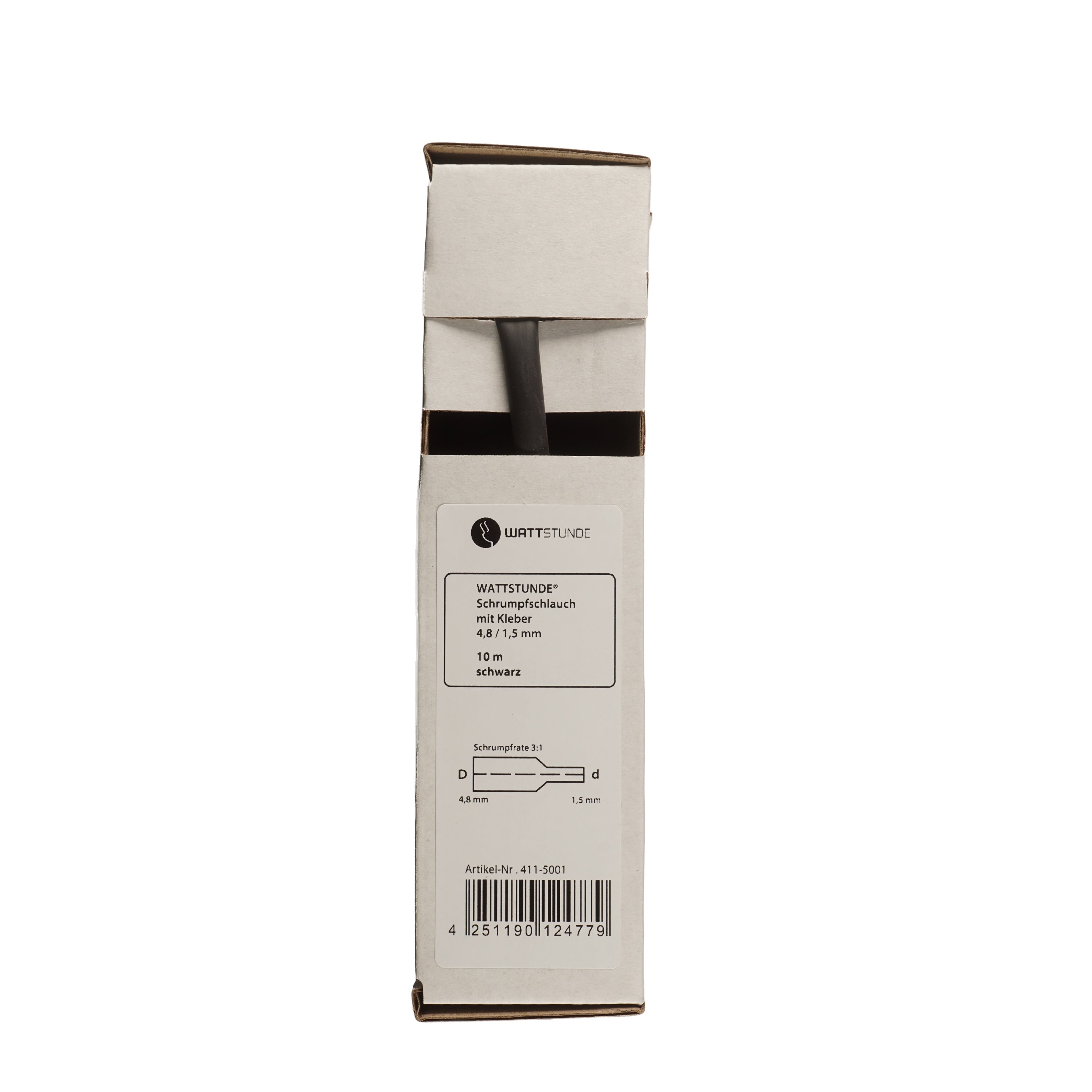 WATTSTUNDE® Heat Shrink Tubing with Adhesive 4.8/1.5 mm 10 m Black