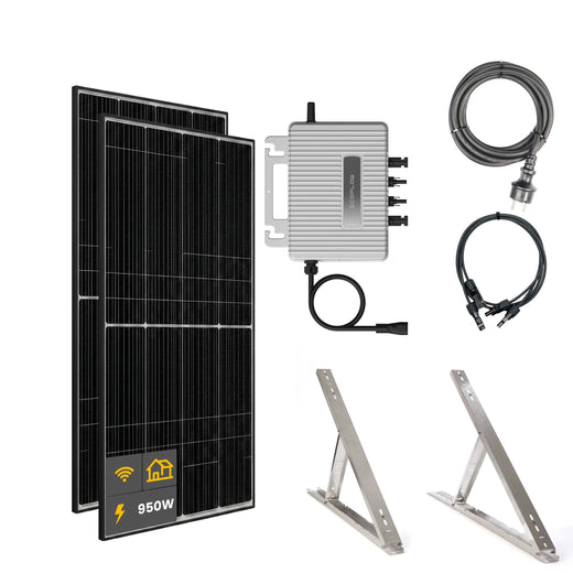 950 W Balkonkraftwerk | Set mit EcoFlow STREAM 800 W Mikrowechselrichter und 2x 475 W DAH Solarmodul mit Flachdach Halterung