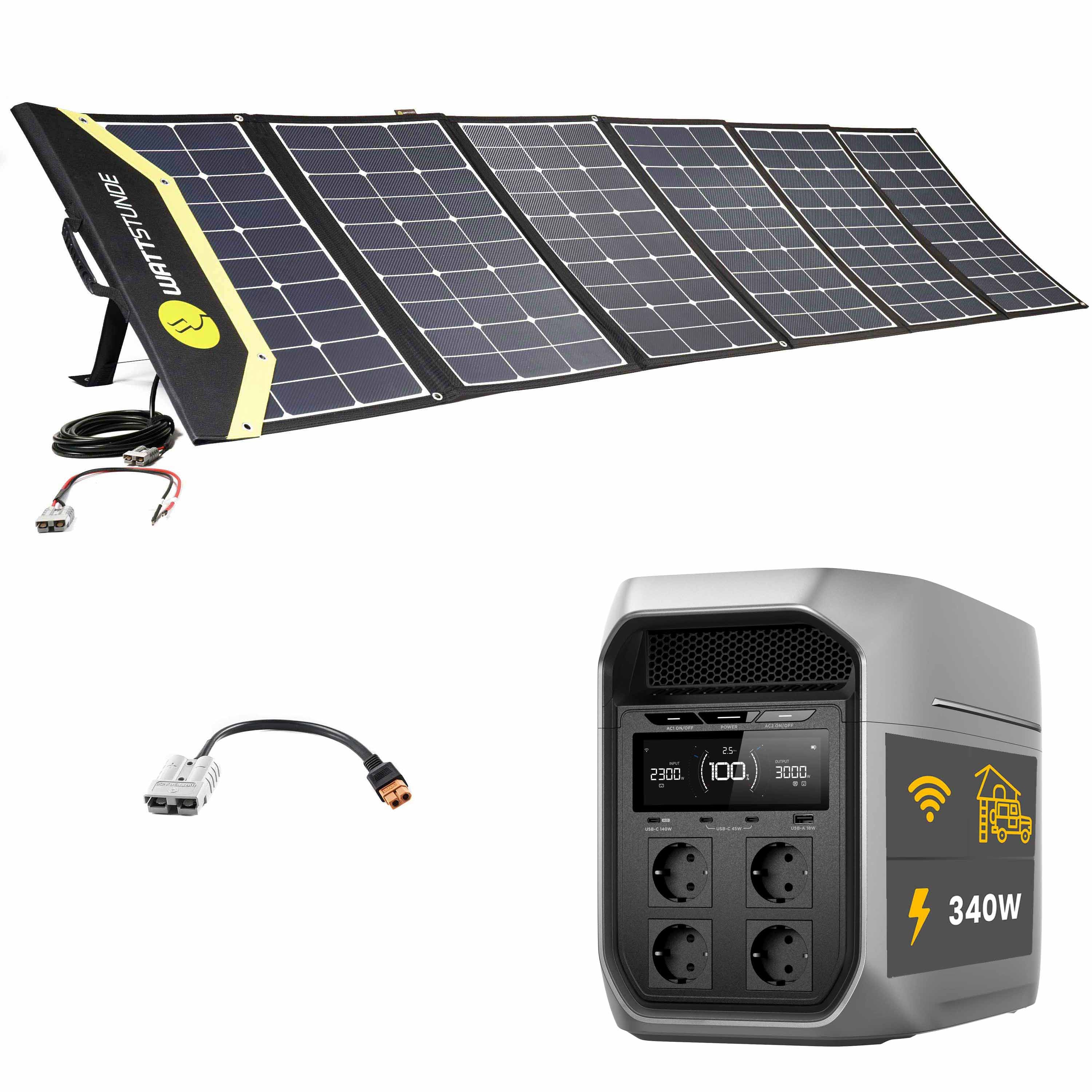 EcoFlow DELTA 3 Max Plus Powerstation Bundle mit WATTSTUNDE® 340 Wp SunFolder Solartasche