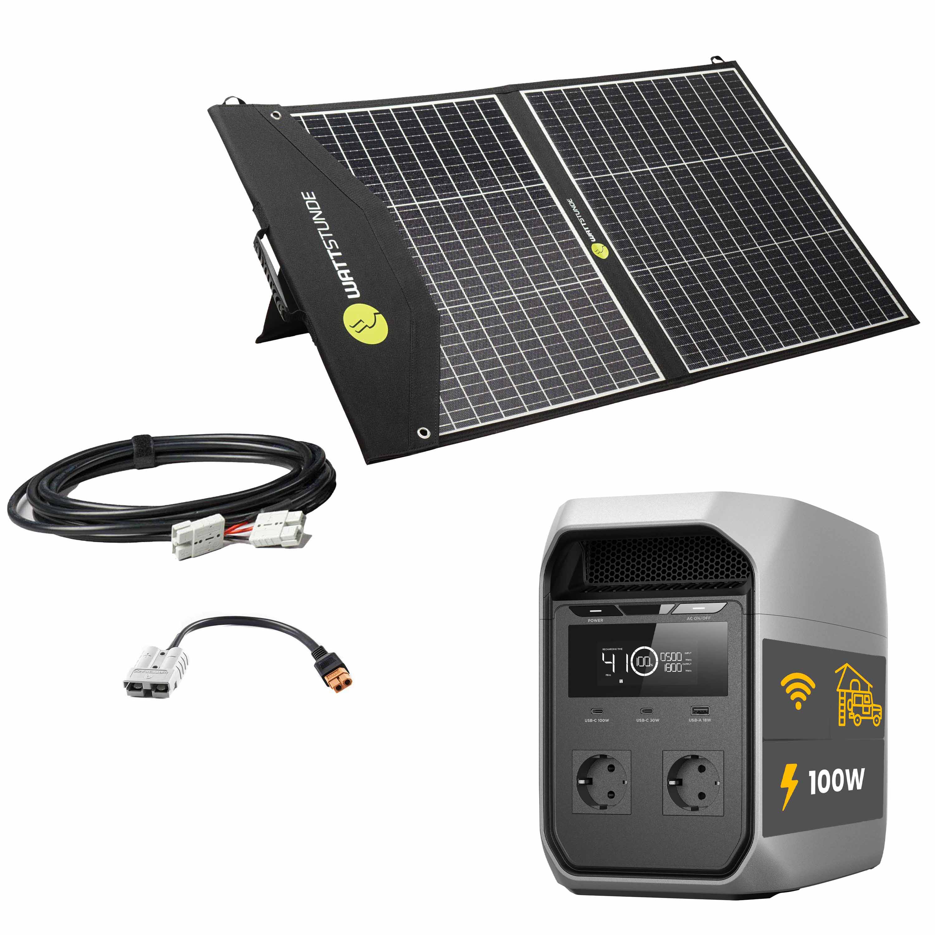 EcoFlow DELTA 3 Classic Powerstation Bundle mit WATTSTUNDE® SOLA Ease 100 Wp SunFolder Solartasche
