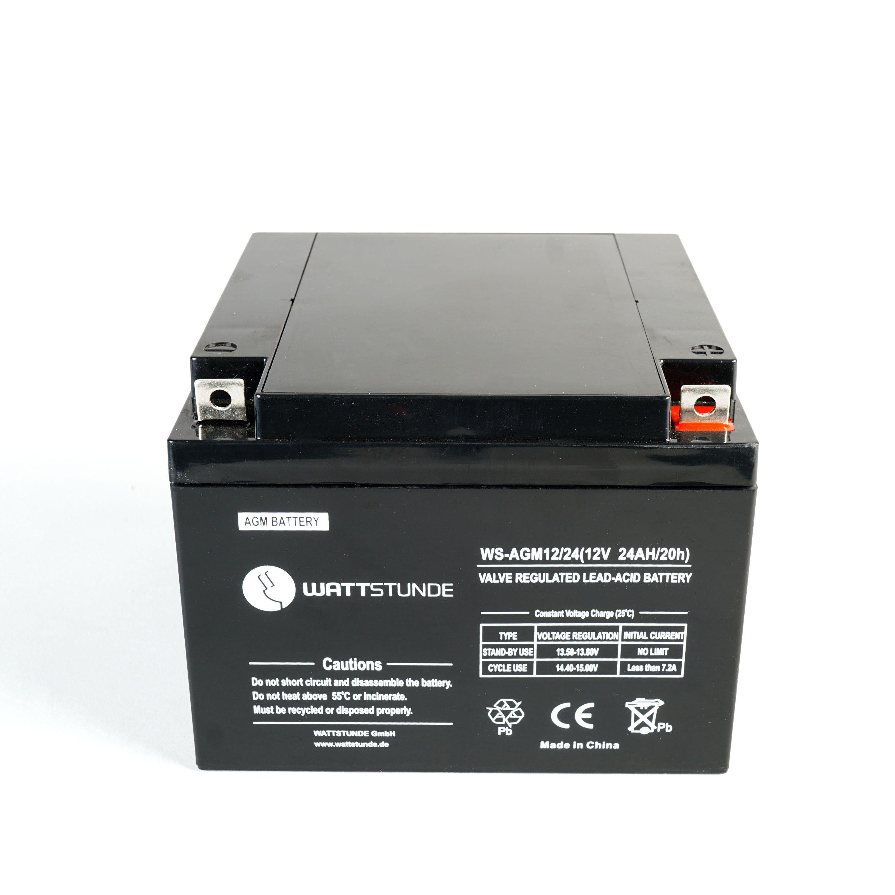 WATTSTUNDE® Akku AGM12-24 12V VRLA AGM Batterie 24Ah C20
