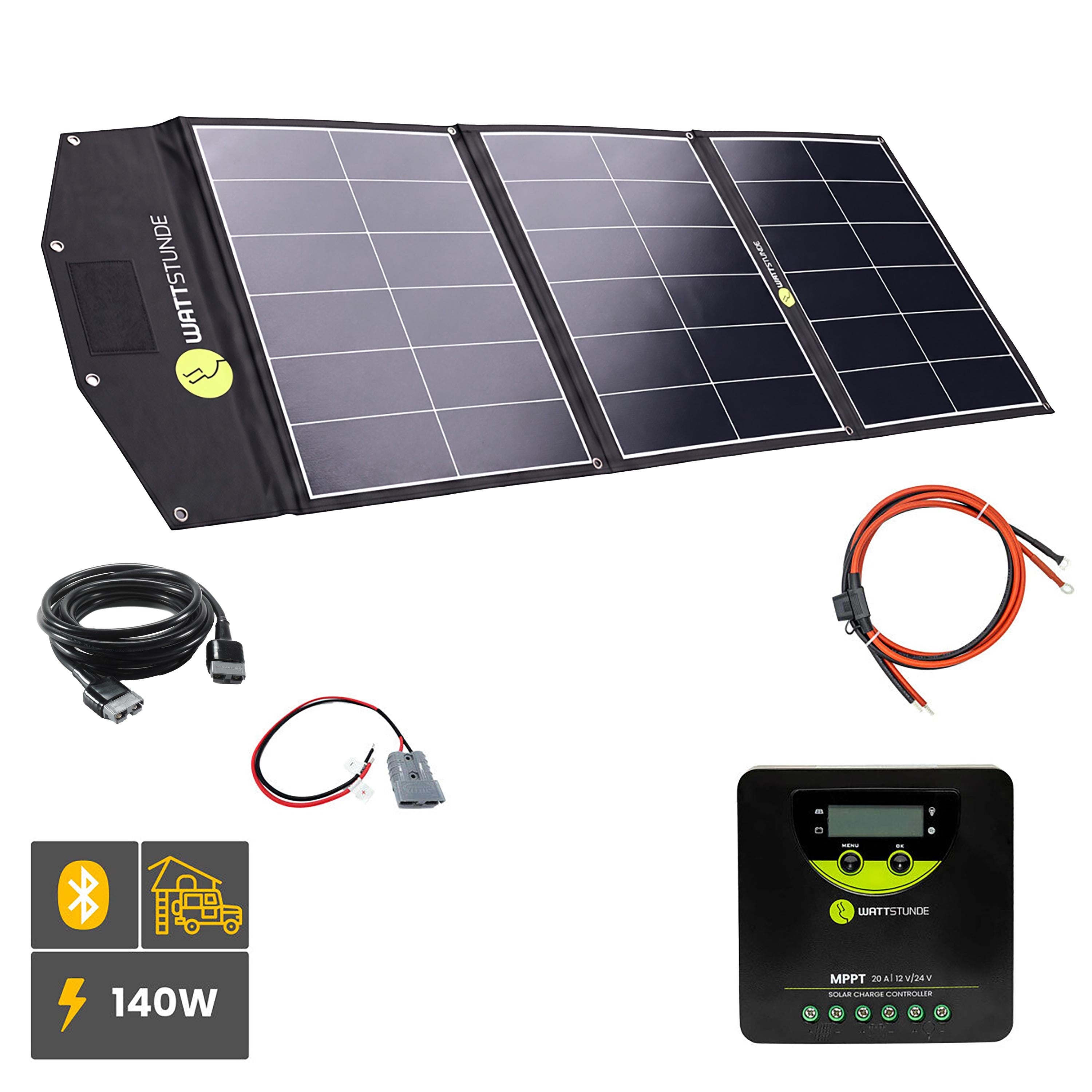 WATTSTUNDE® SOLA Ease+ 140Wp Solartasche Variationsset WLR-BT 20.90 MPPT Ja