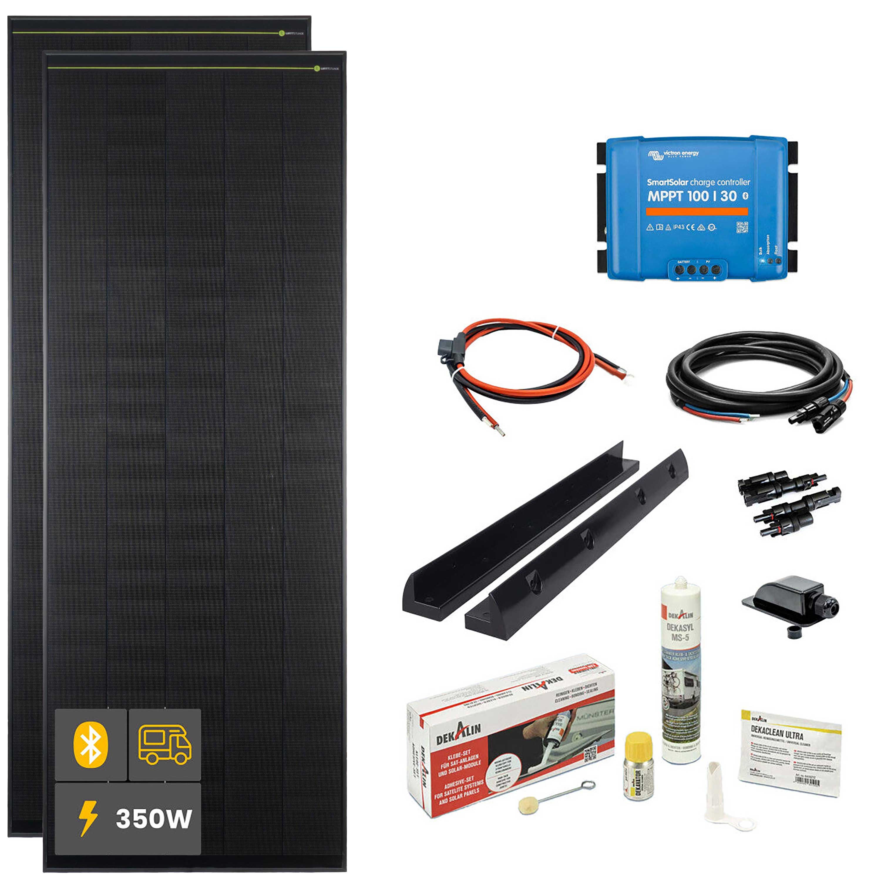 350W SOLA Frame Black Motorhome Complete Set Black